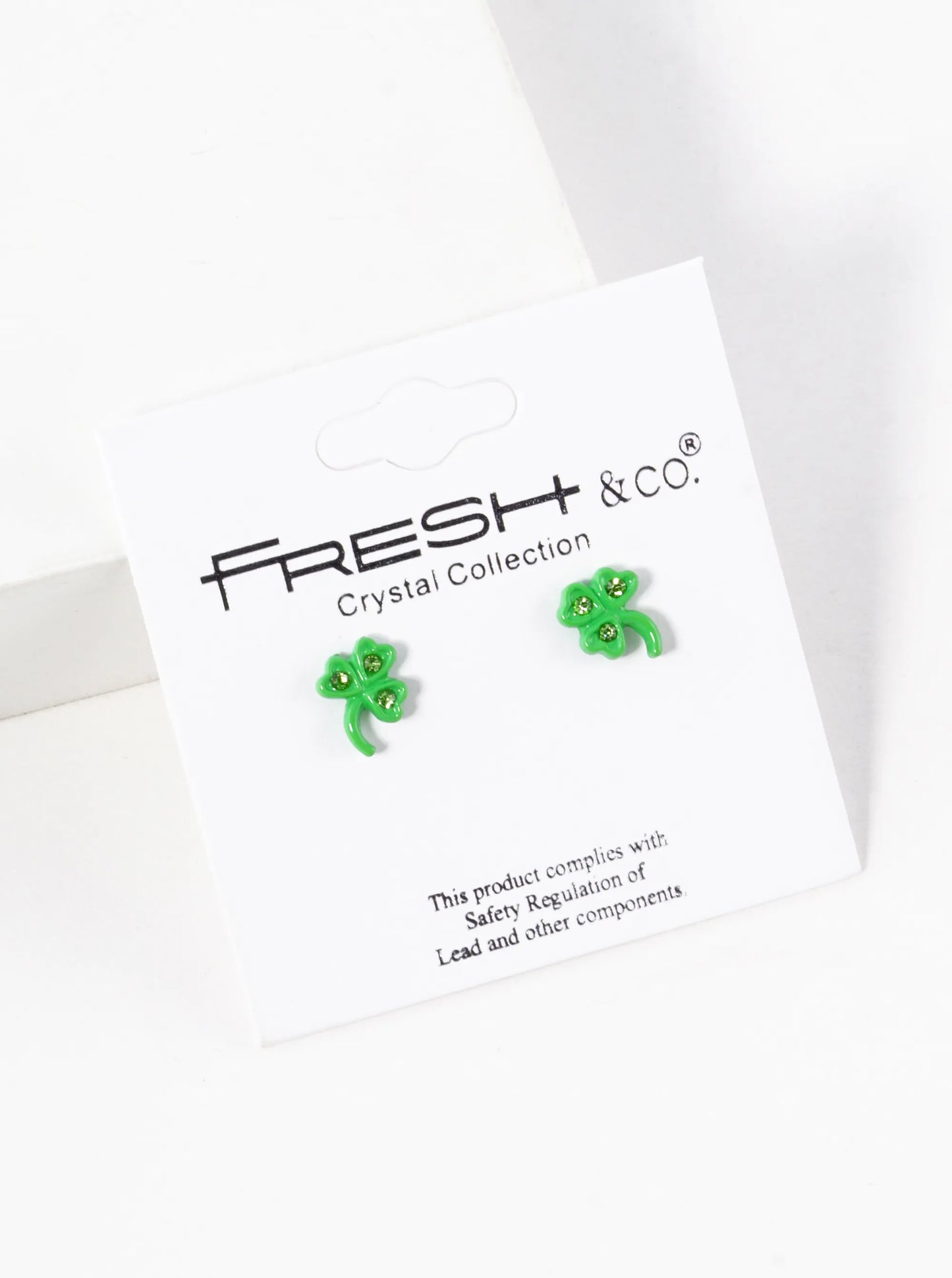 Crystal Pave 9mm Three-Leaf Clover Stud Earrings