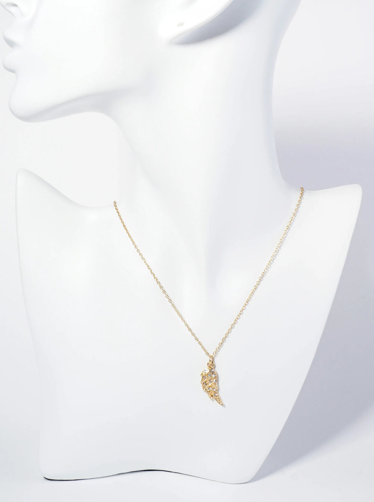 Crystal Pave Angel Wing Pendant Necklace