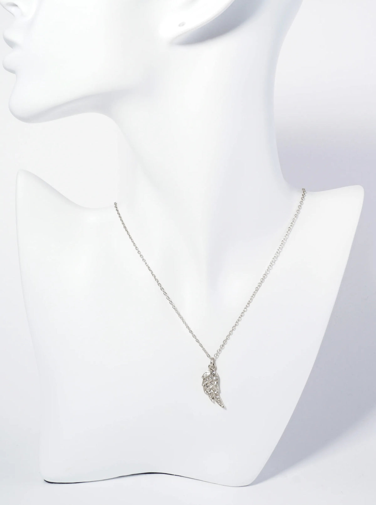 Crystal Pave Angel Wing Pendant Necklace