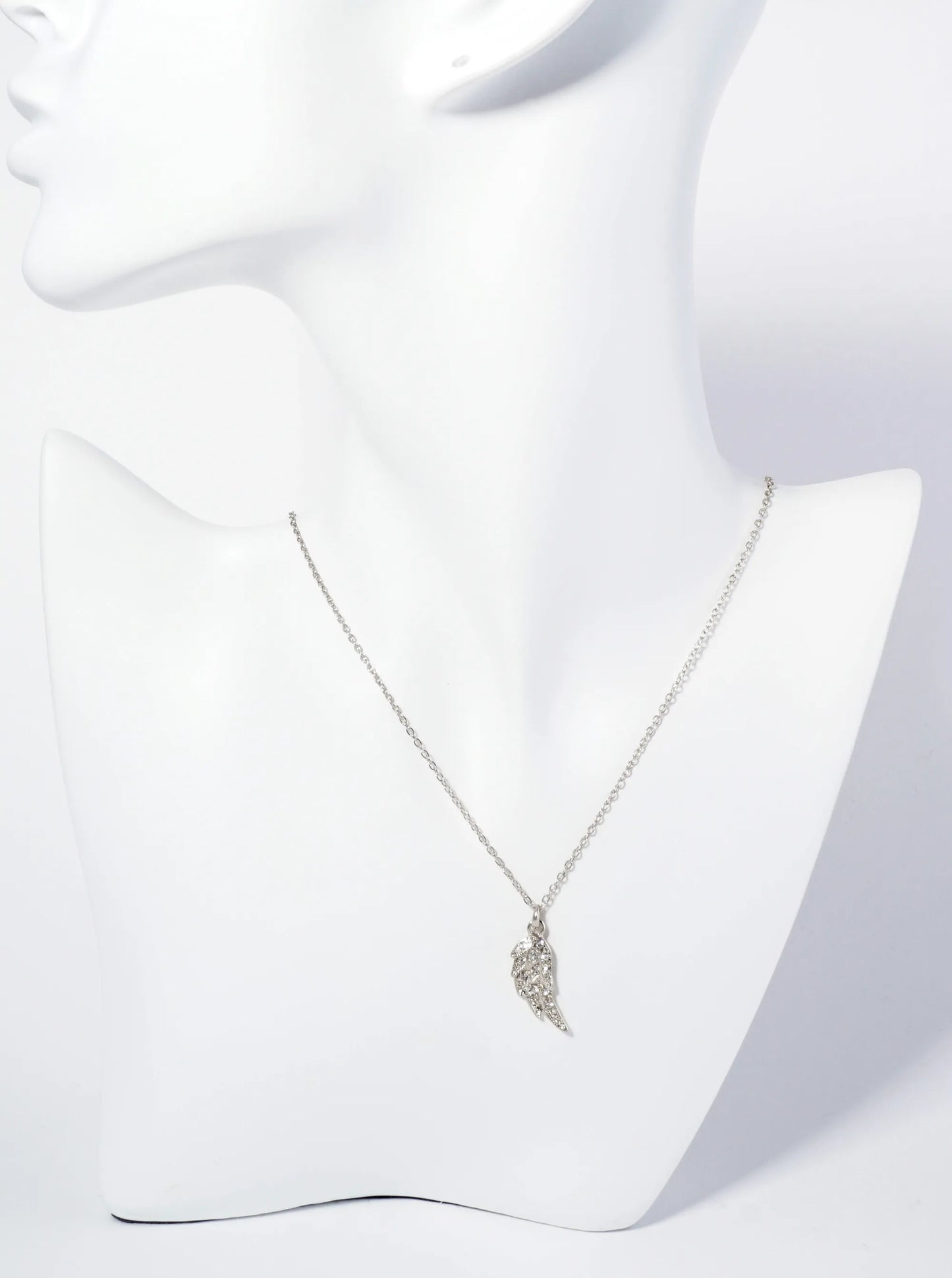 Crystal Pave Angel Wing Pendant Necklace