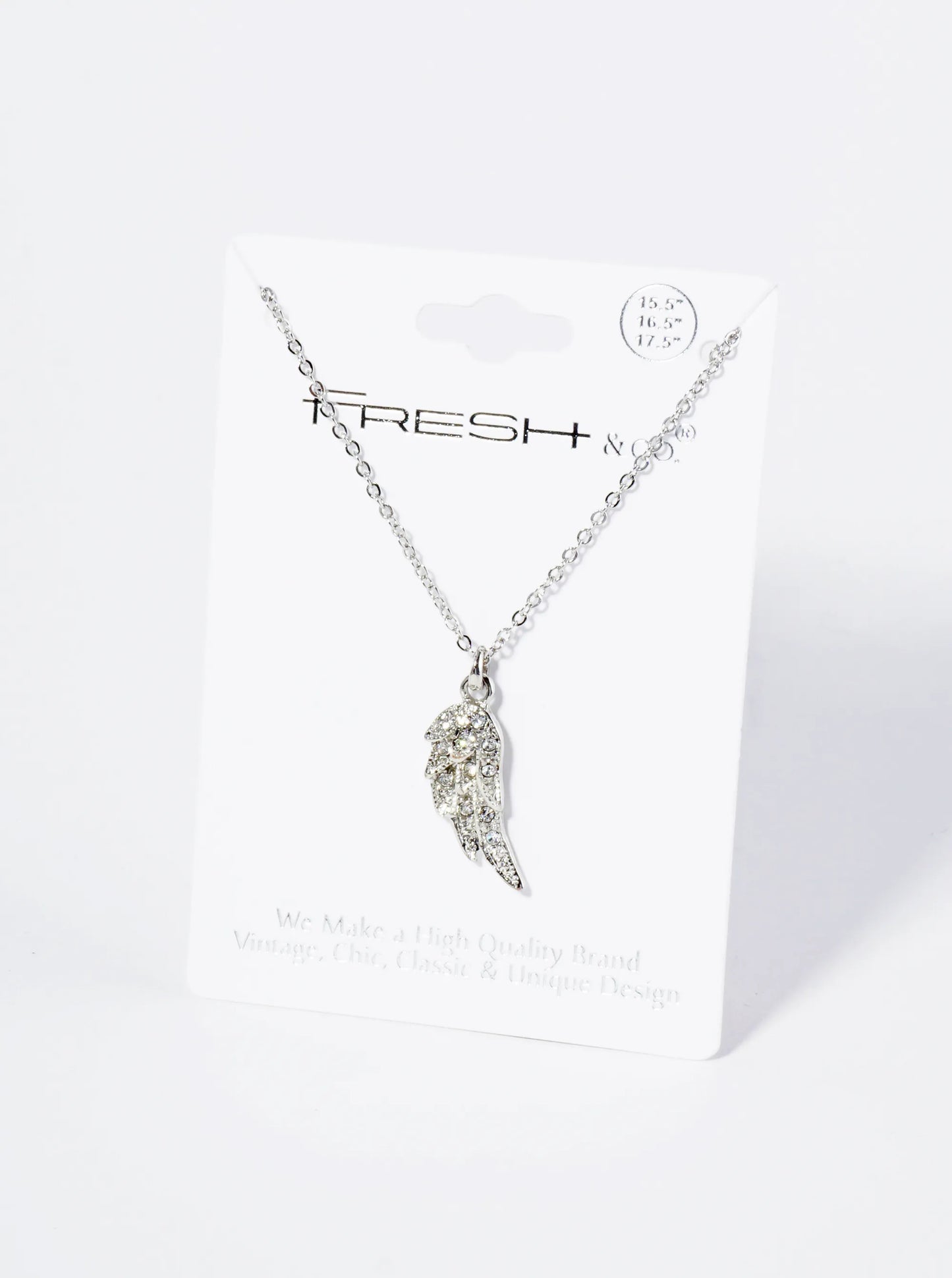 Crystal Pave Angel Wing Pendant Necklace