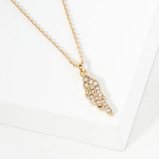 Crystal-Pave Angel Wing Pendant Necklace
