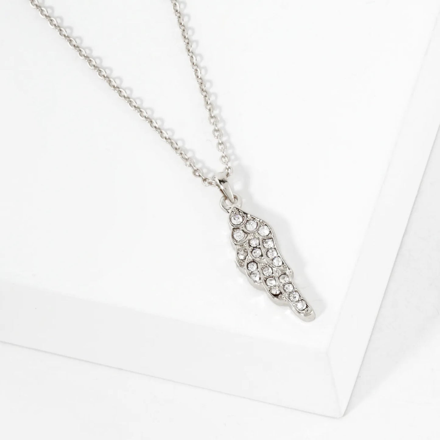 Crystal-Pave Angel Wing Pendant Necklace