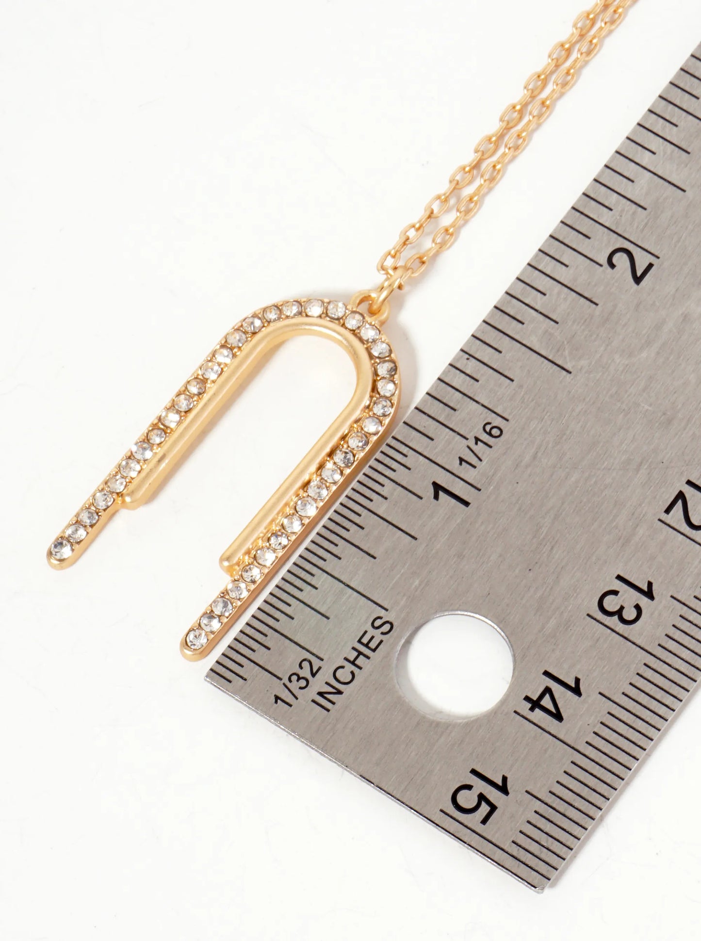 Crystal-Pave Arch-Shaped Pendant 16-inch Necklace