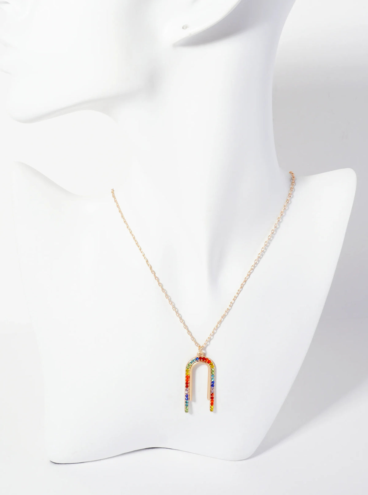 Crystal-Pave Arch-Shaped Pendant 16-inch Necklace
