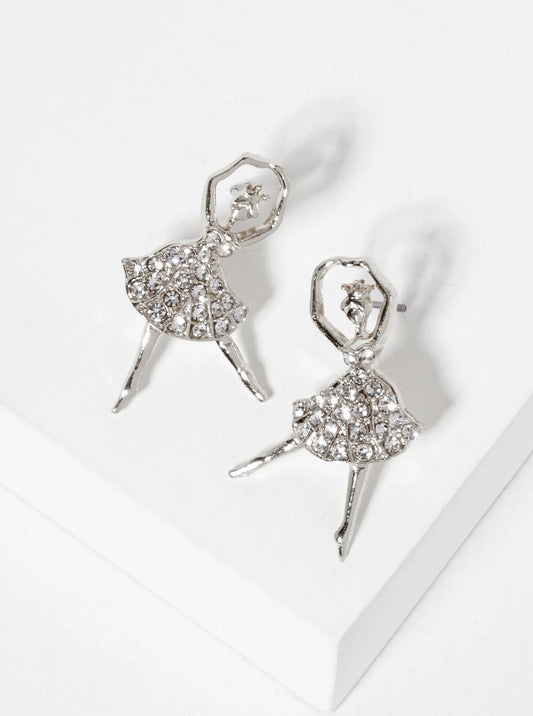 Crystal-Pave Ballerina Stud Earrings