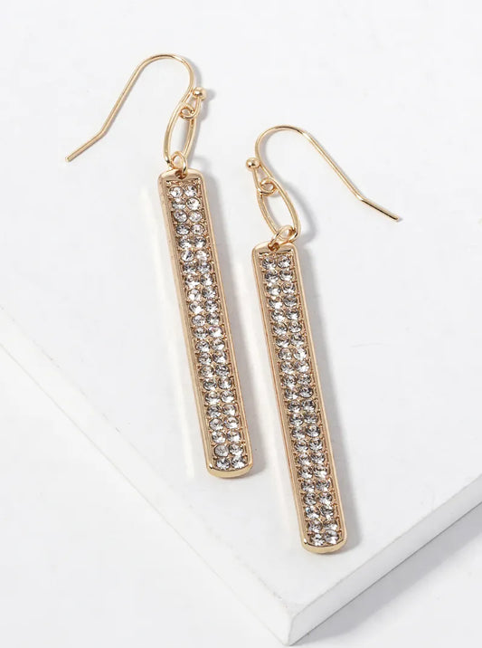 Crystal Pave Bar Chain Drop Dangle Earrings
