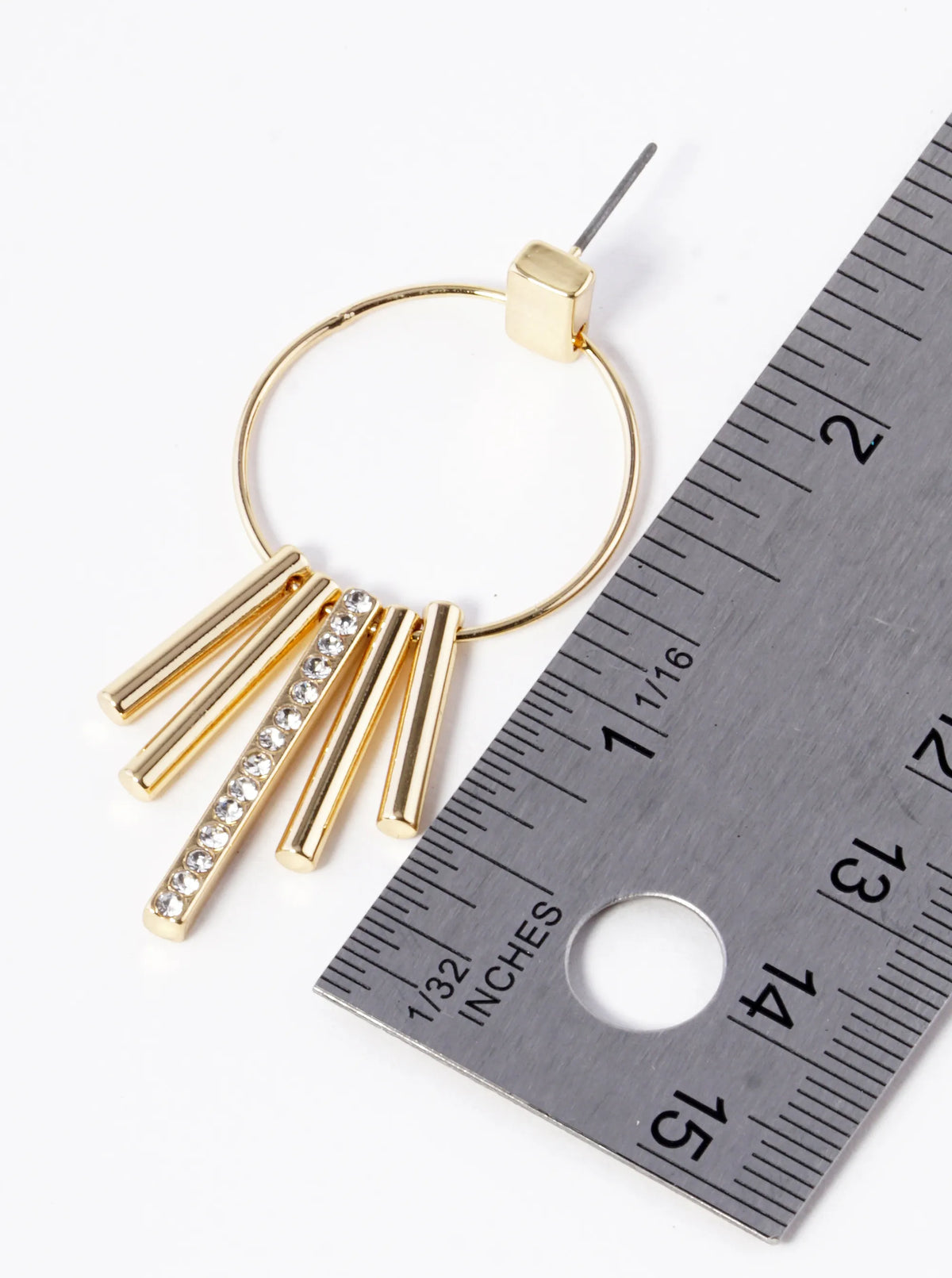 Crystal Pave Bar Drop Circle Dangle Earrings