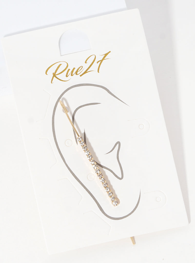 Crystal Pave Bar Ear Pin Needle Earrings