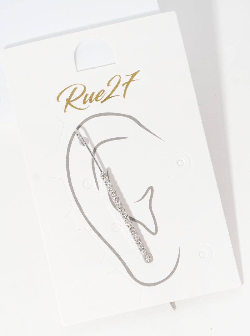 Crystal Pave Bar Ear Pin Needle Earrings