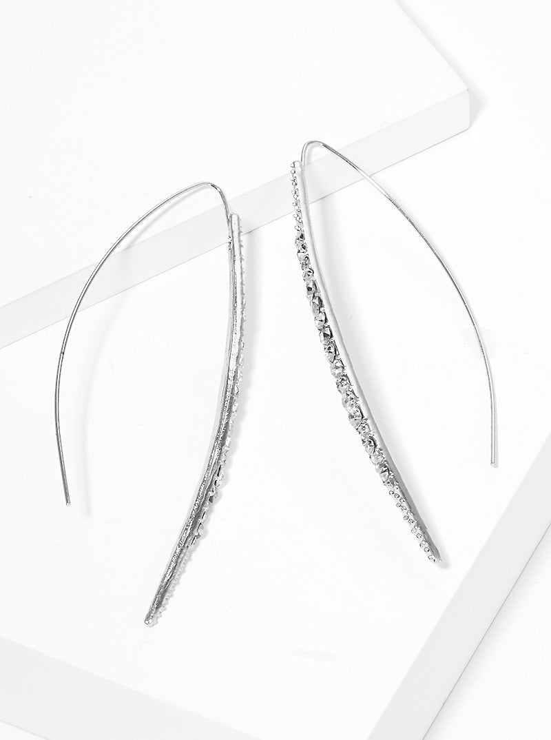 Crystal Pave Bar Wire Hook Earrings