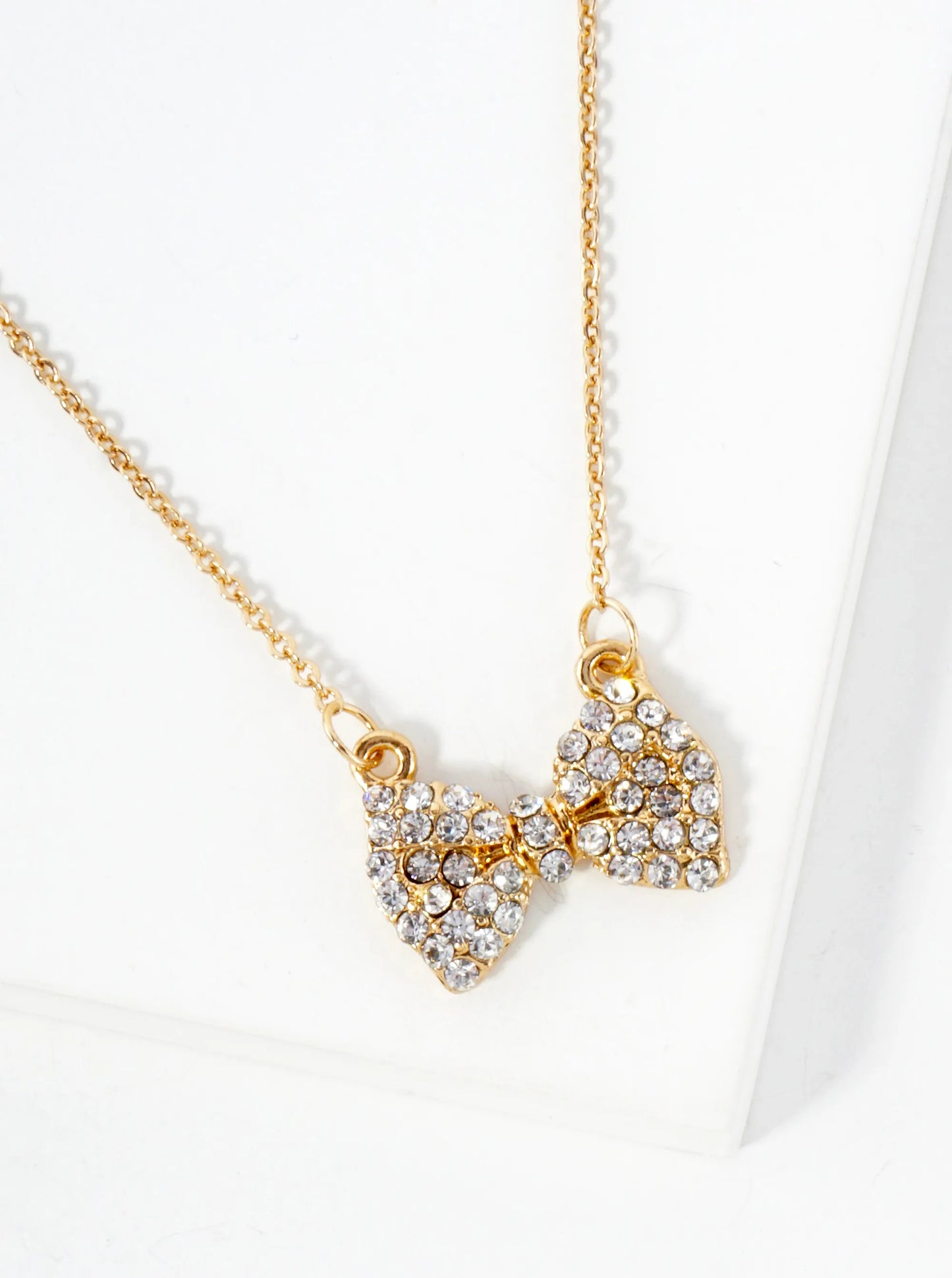 Crystal-Pave Bow Pendant Necklace