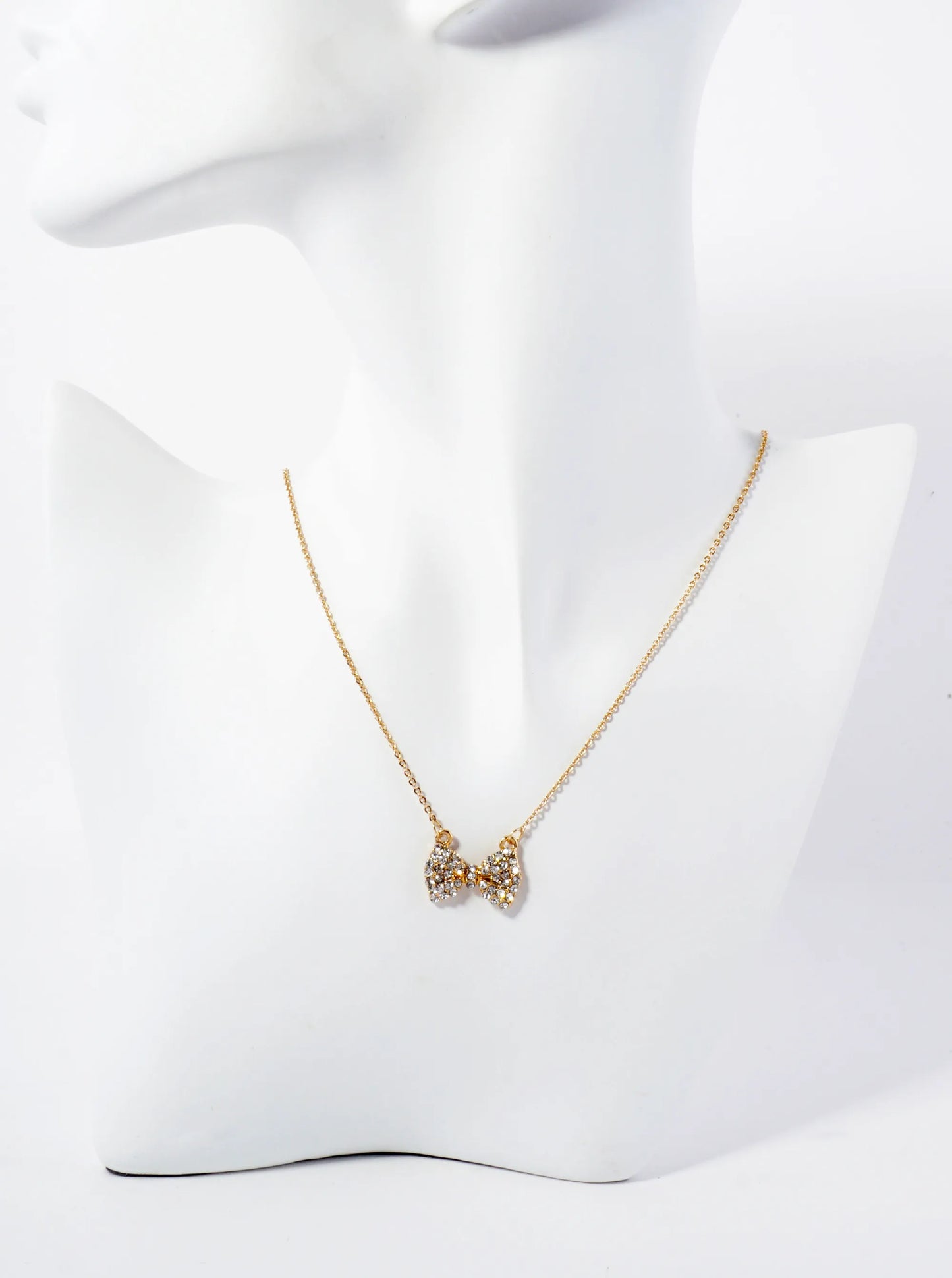 Crystal-Pave Bow Pendant Necklace
