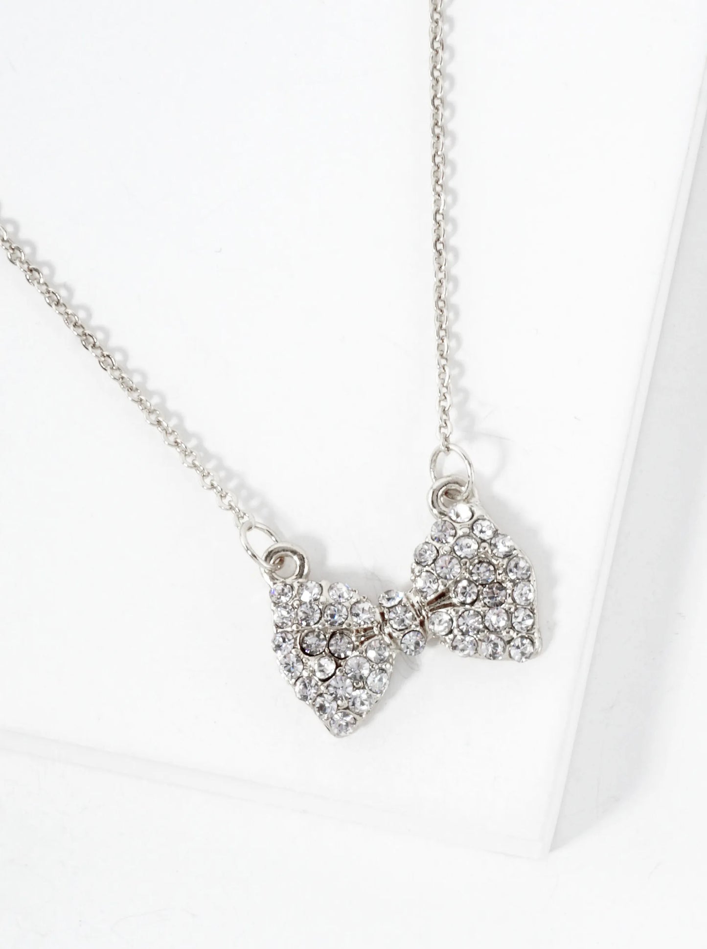 Crystal-Pave Bow Pendant Necklace