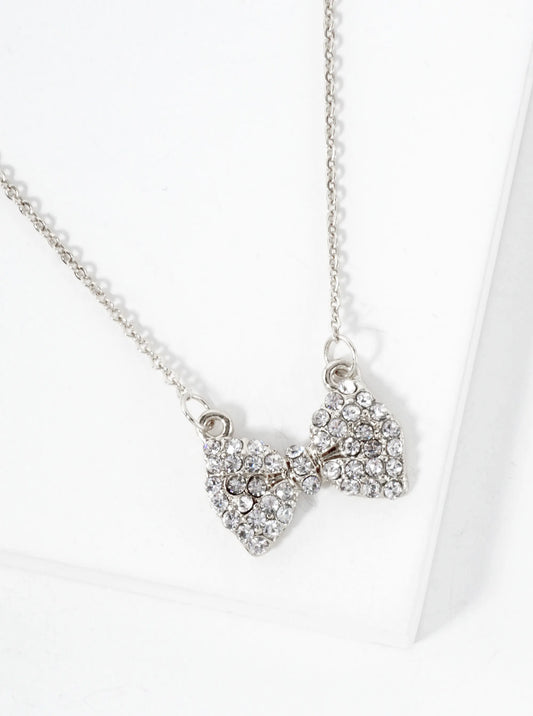 Crystal-Pave Bow Pendant Necklace