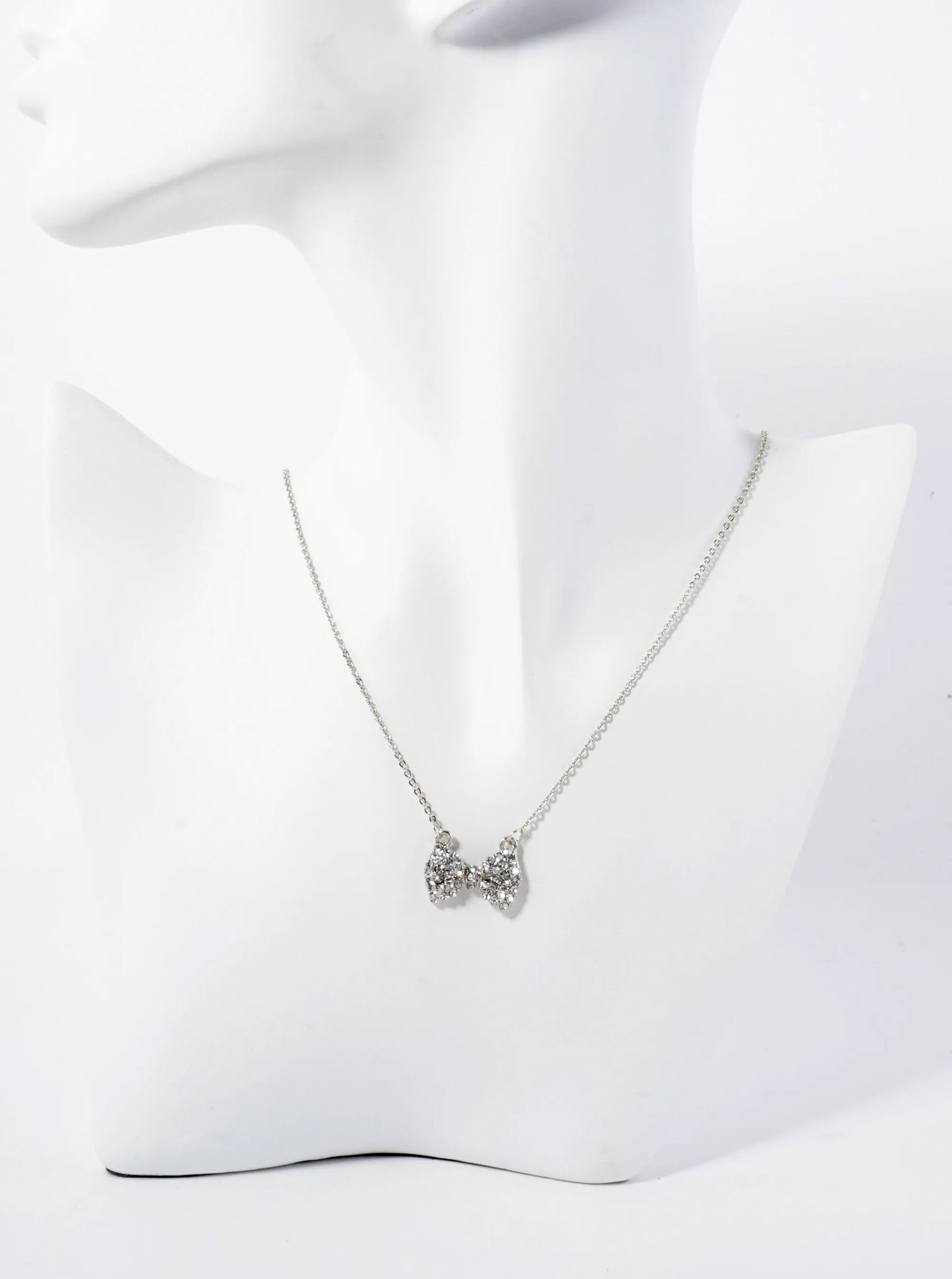 Crystal-Pave Bow Pendant Necklace
