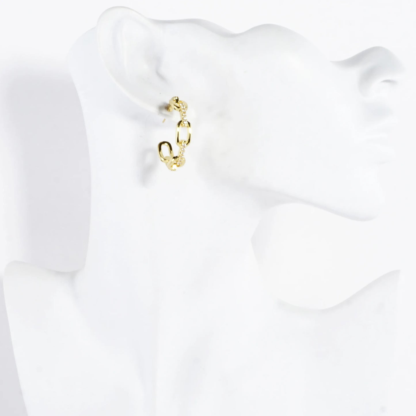 Crystal Pave Chain Link Hoop Earrings