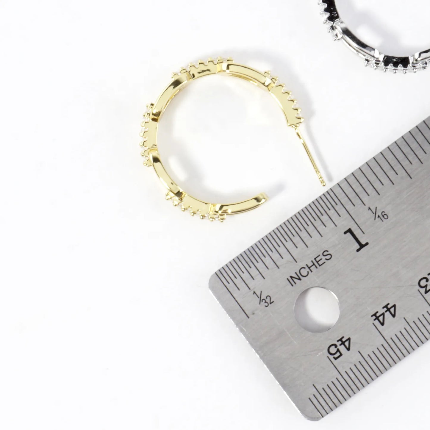 Crystal Pave Chain Link Hoop Earrings