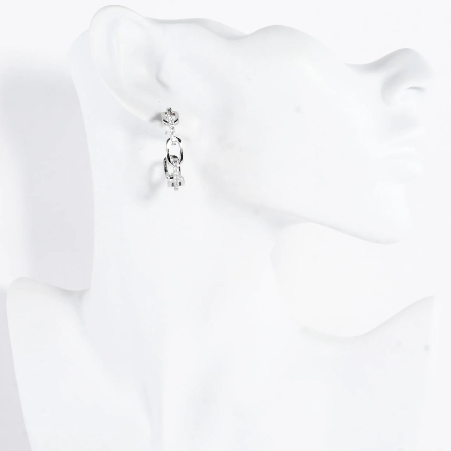 Crystal Pave Chain Link Hoop Earrings