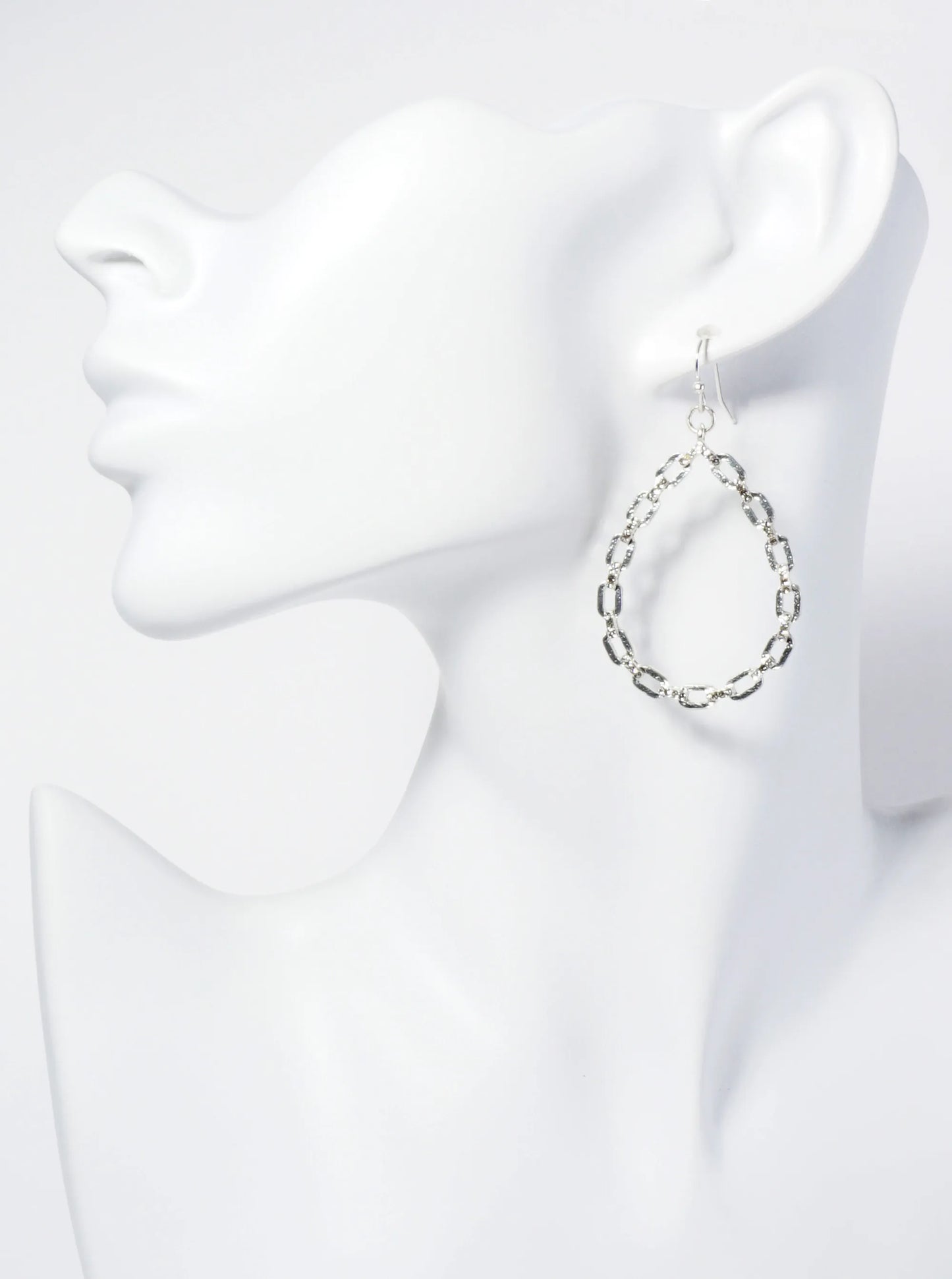 Crystal Pave Chain Teardrop Dangle Drop Earrings