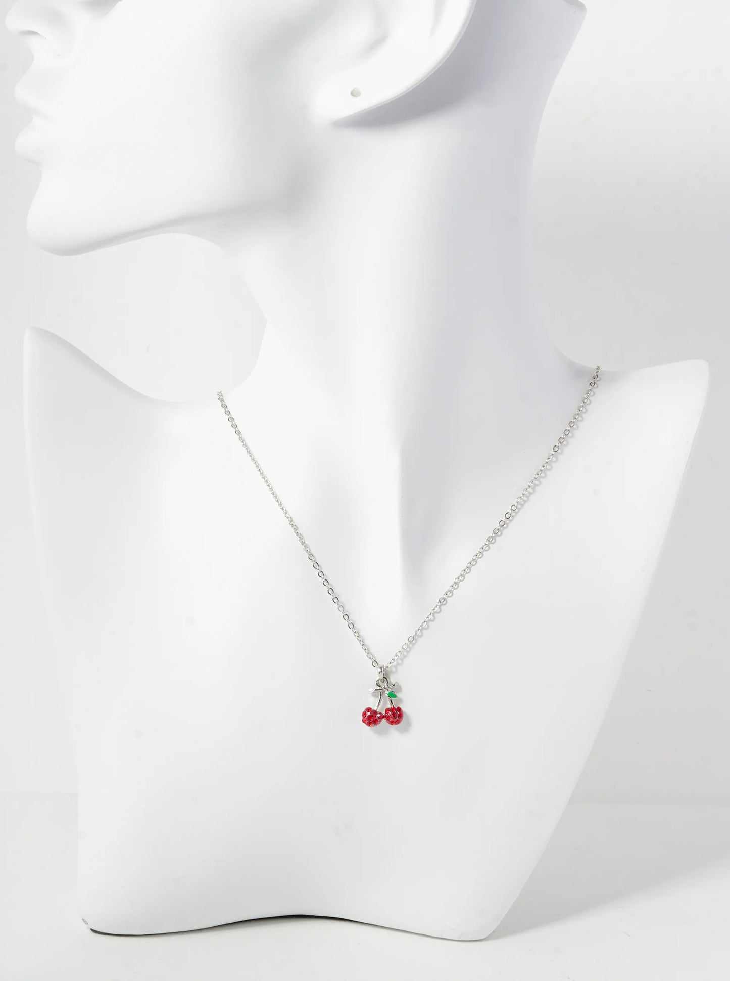 Crystal Pave Cherry Pendant Dainty Necklace