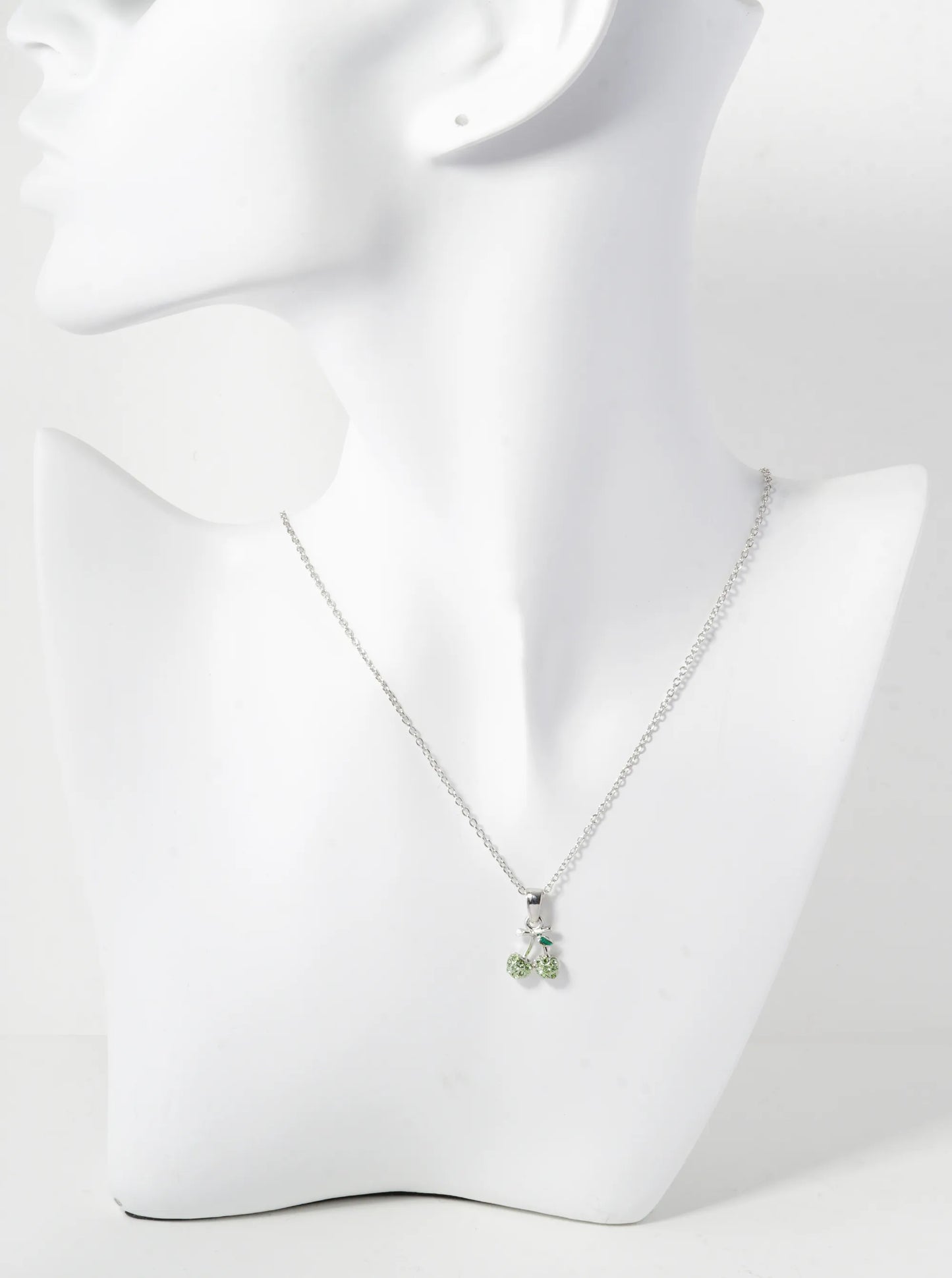 Crystal Pave Cherry Pendant Dainty Necklace