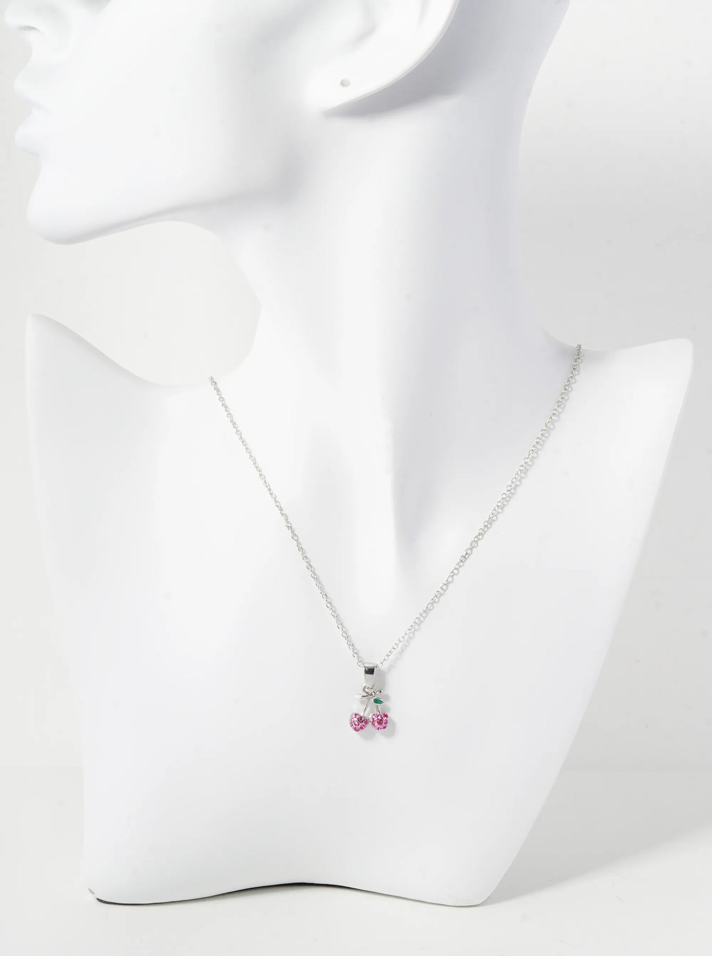 Crystal Pave Cherry Pendant Dainty Necklace