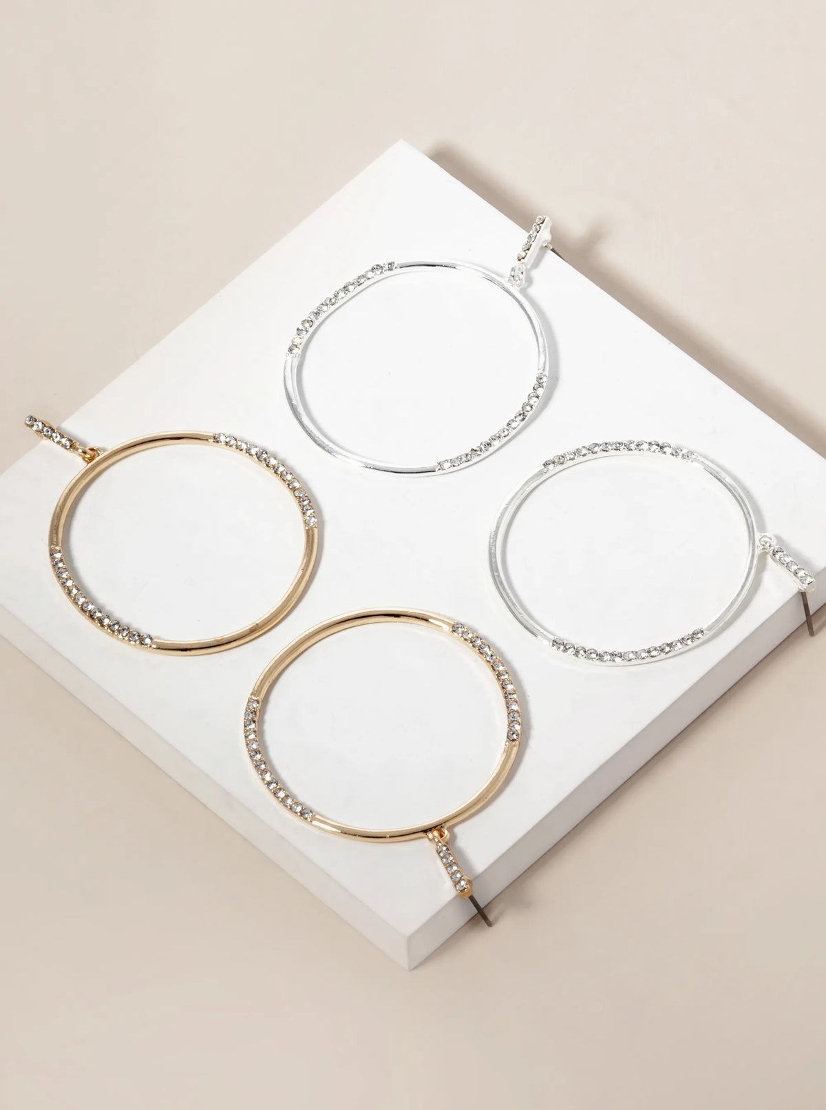 Crystal Pave Circle Drop Dangle Post Earrings