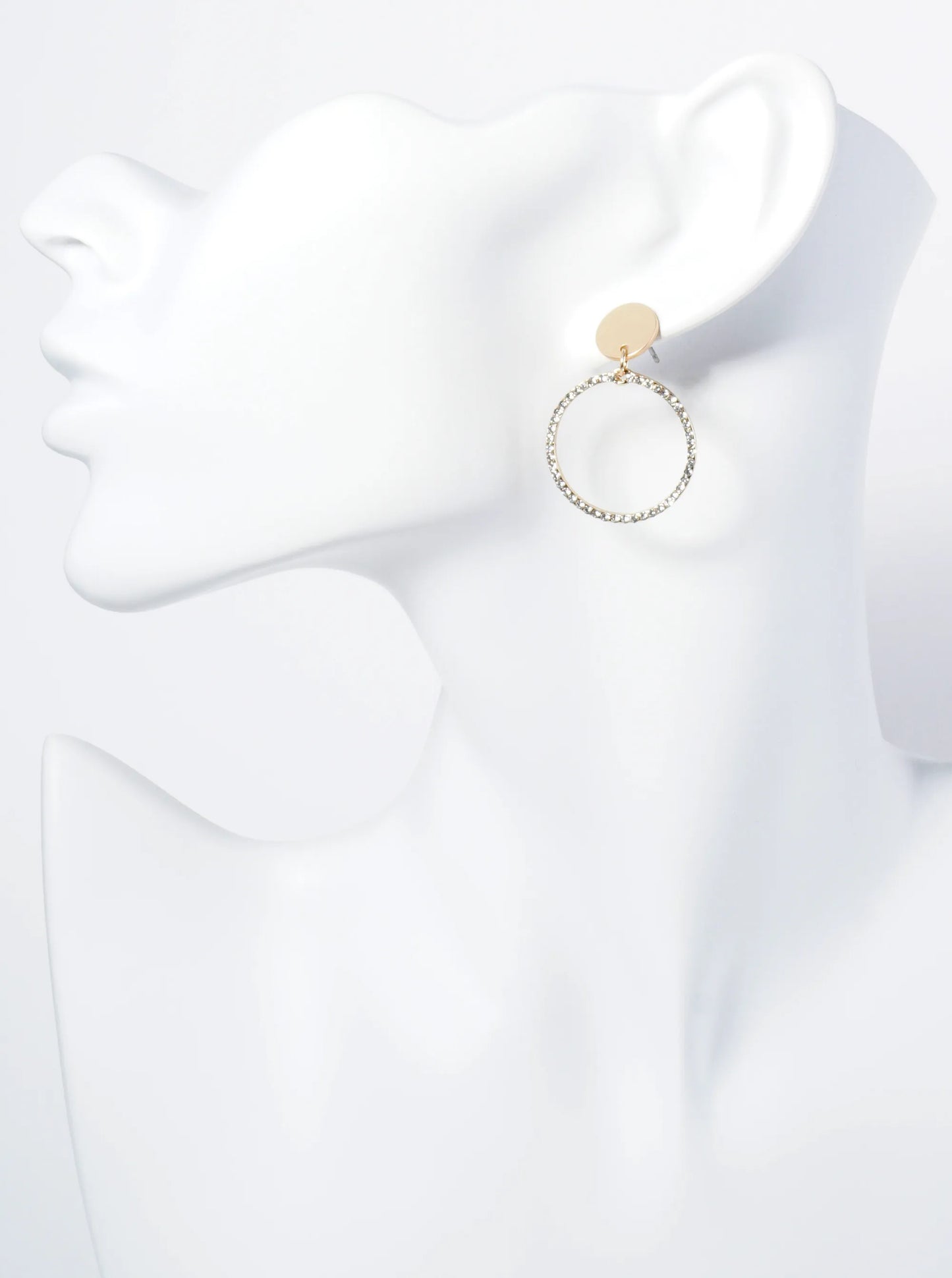 Crystal Pave Circle Drop Delicate Earrings