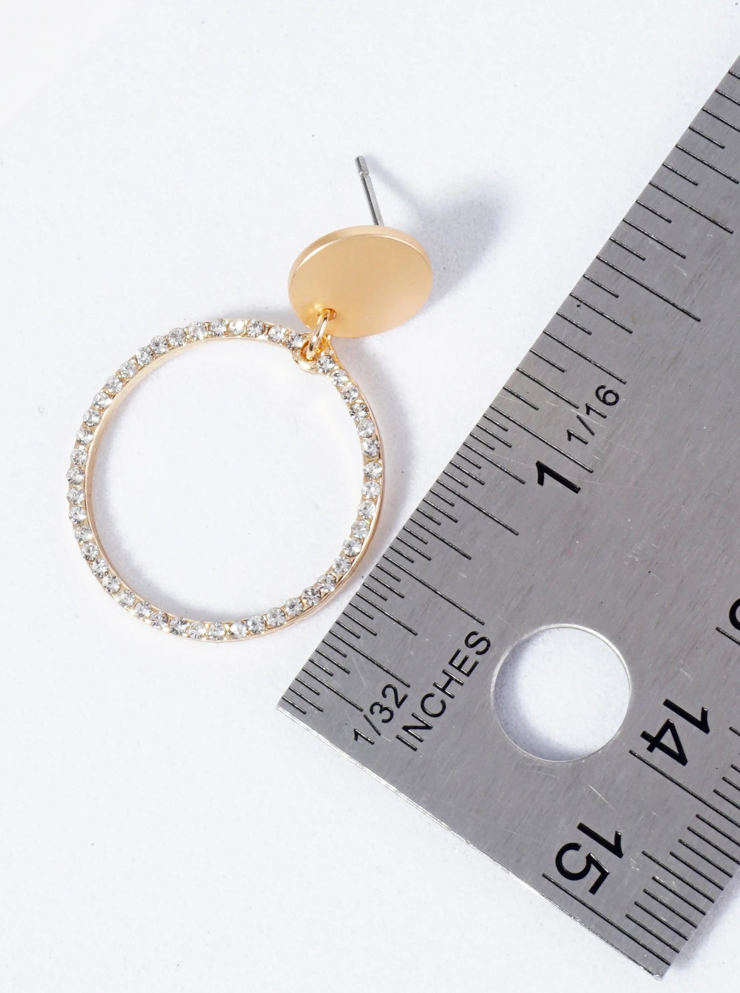Crystal Pave Circle Drop Delicate Earrings
