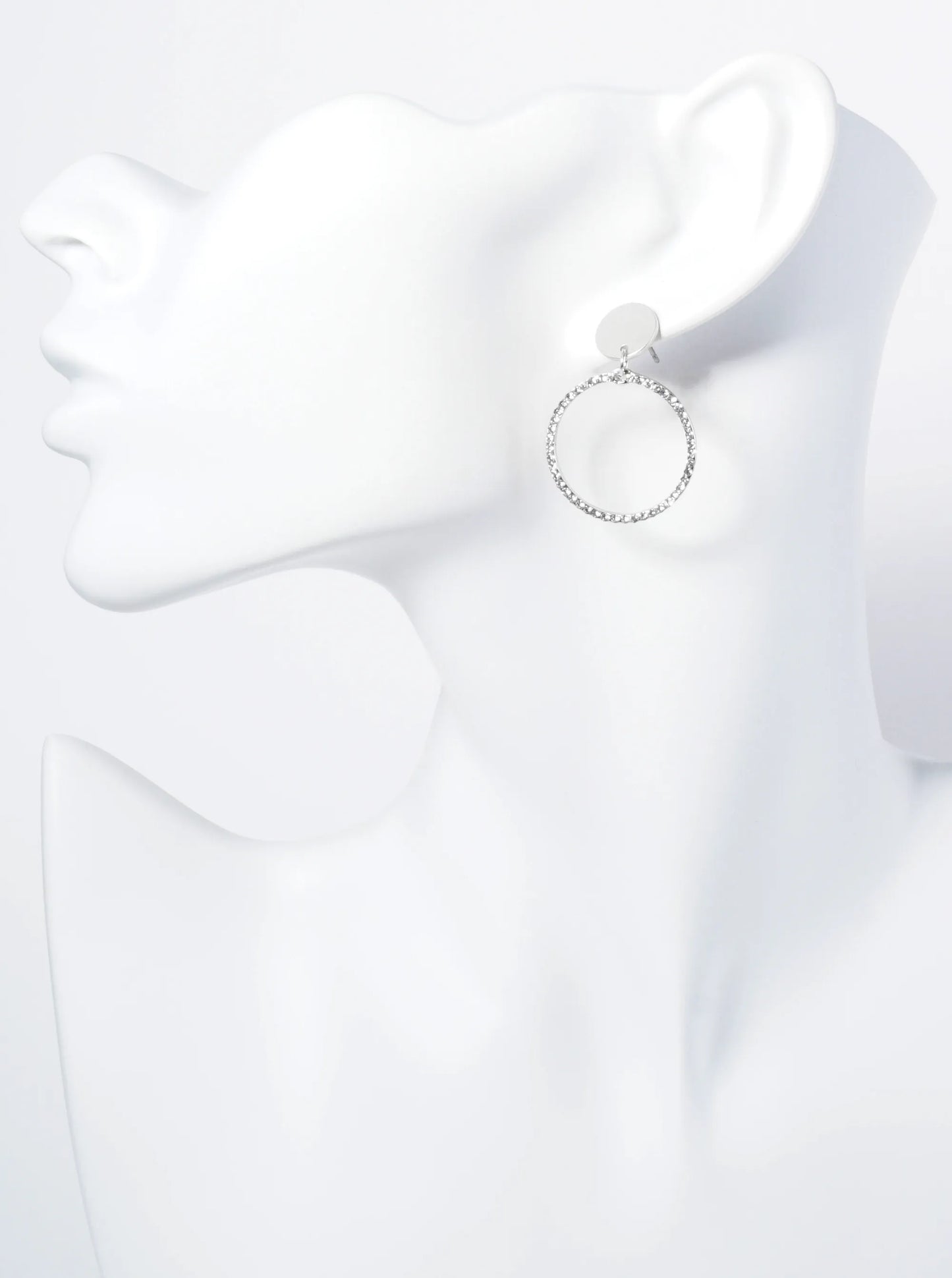 Crystal Pave Circle Drop Delicate Earrings