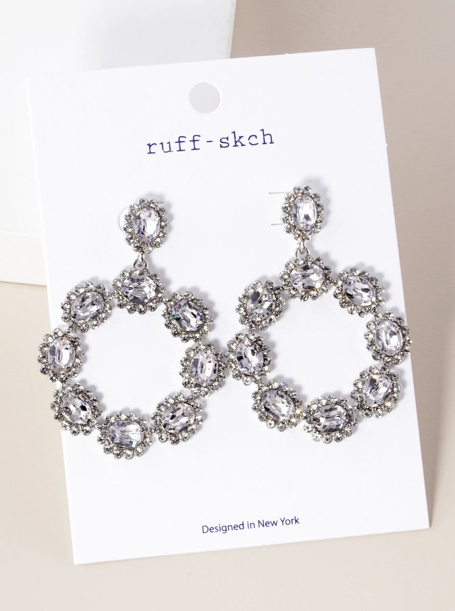 Crystal Pave Circle Drop Statement Earrings
