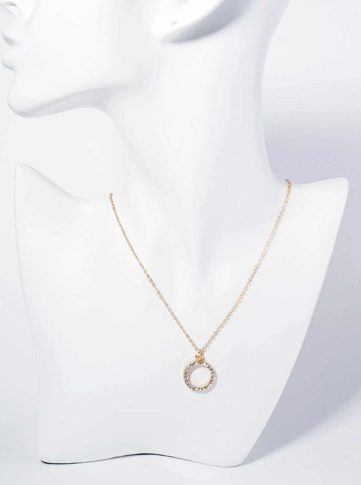 Crystal Pave Circle Pendant Necklace