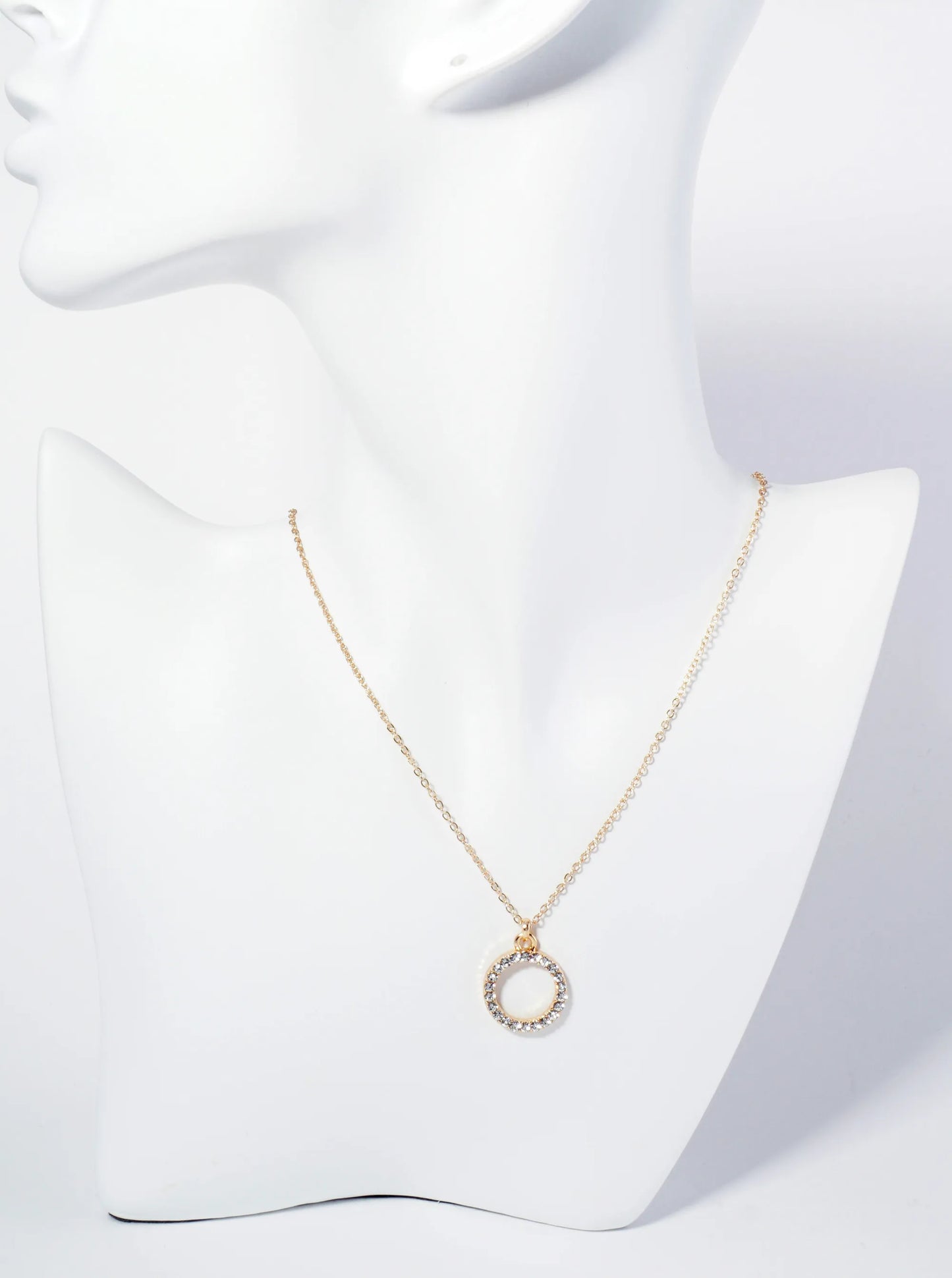 Crystal Pave Circle Pendant Necklace