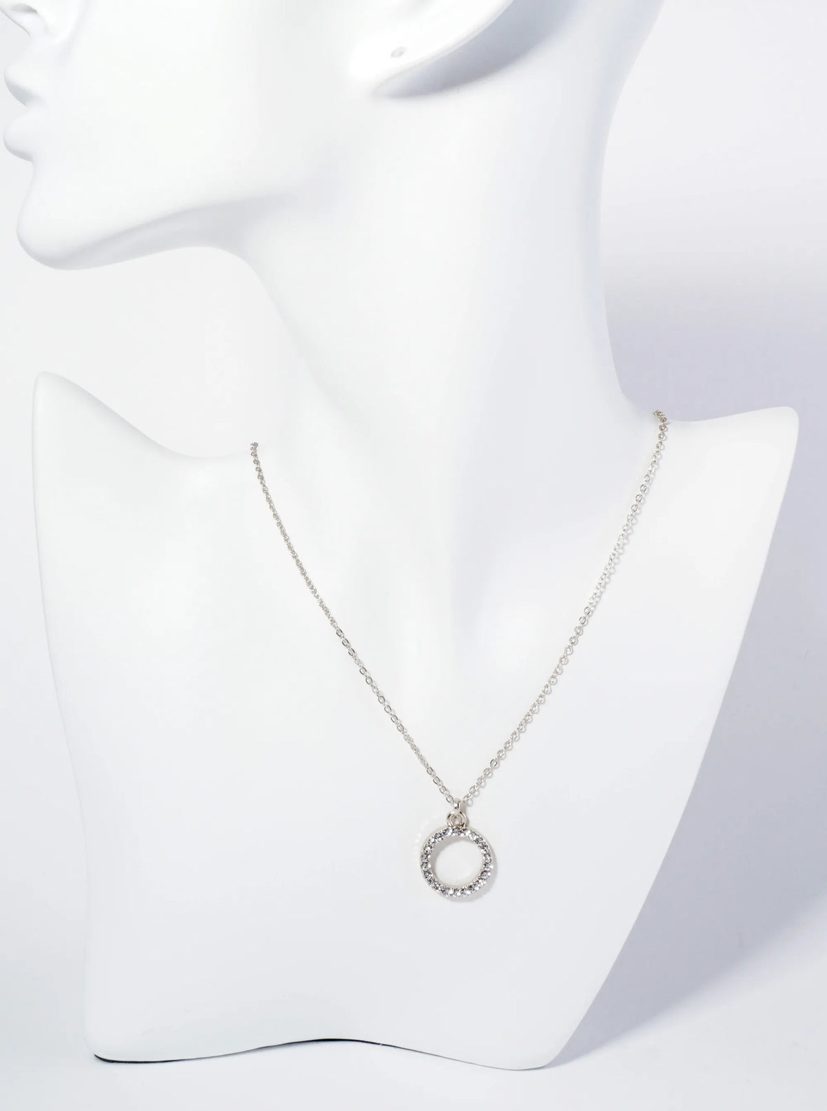 Crystal Pave Circle Pendant Necklace