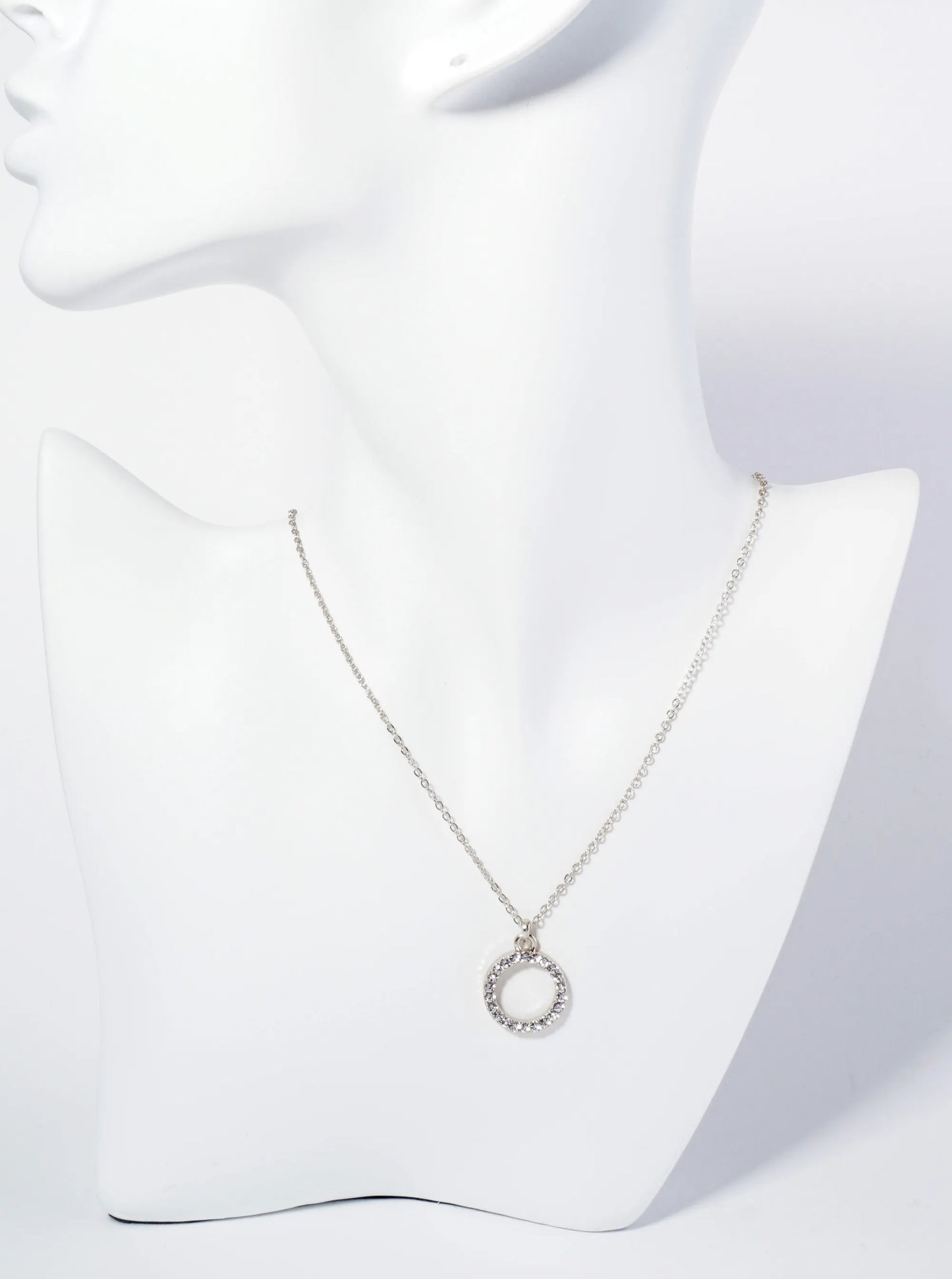 Crystal Pave Circle Pendant Necklace