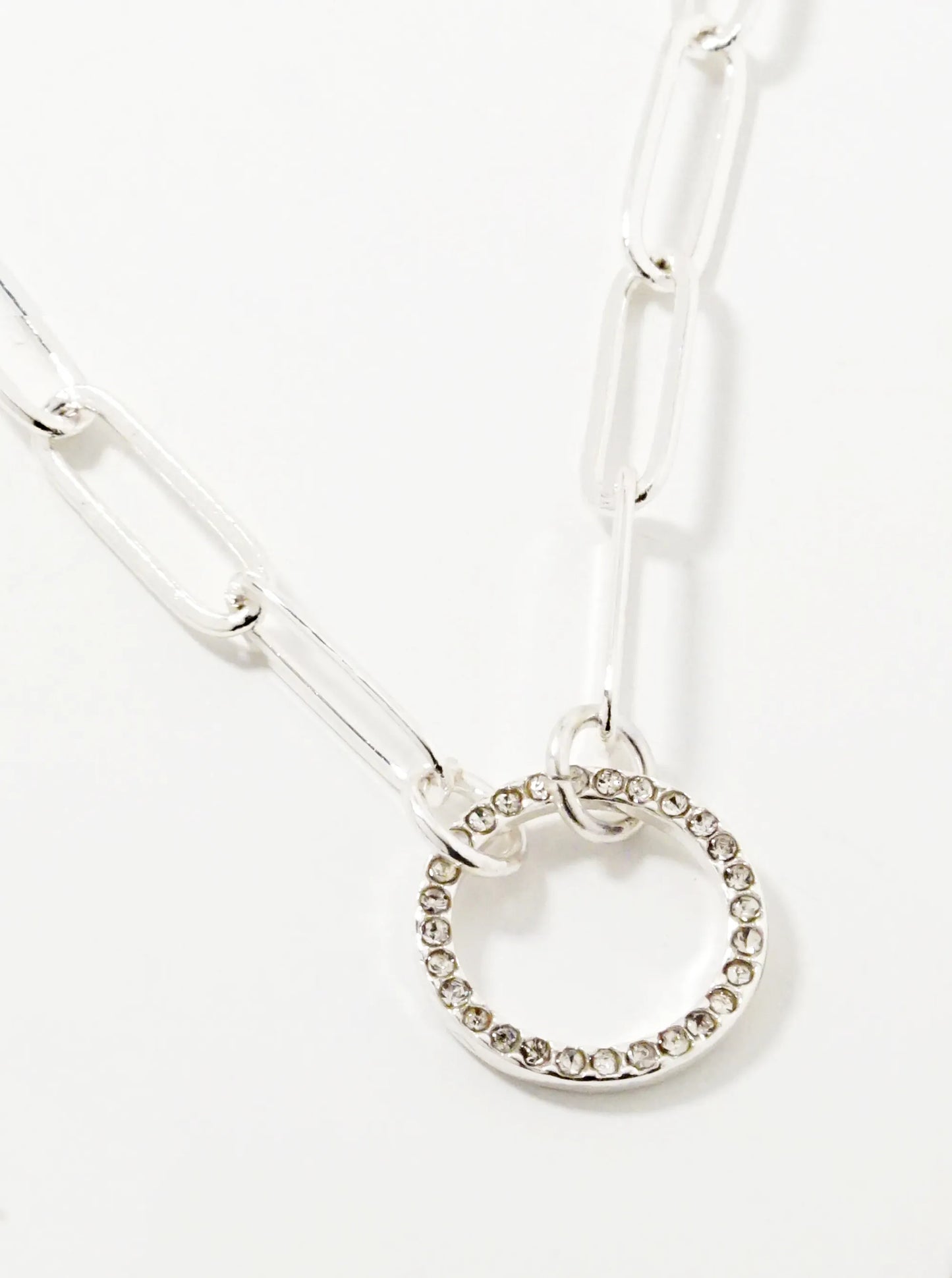 Crystal Pave Circle Pendant Necklace Set With Earrings