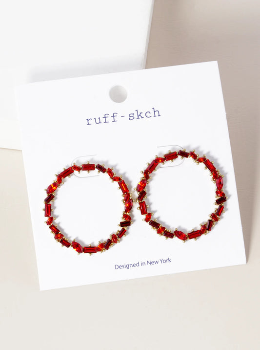 Crystal Pave Circle Post Stud Earrings