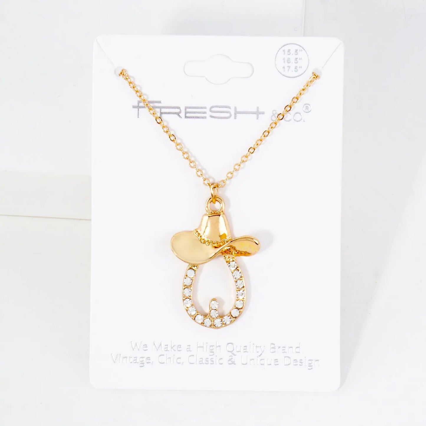Crystal-Pave Cowgirl Hat Pendant Necklace