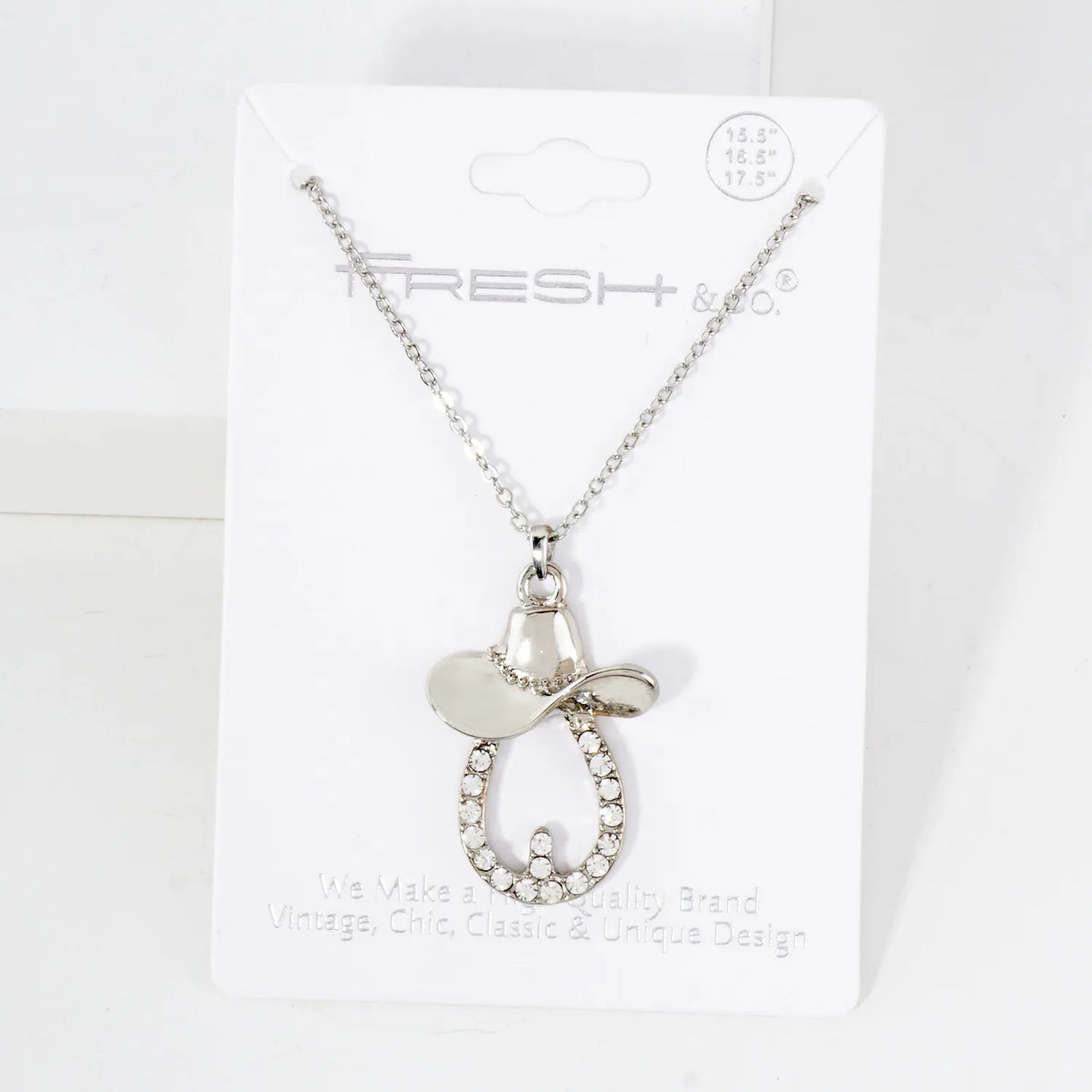 Crystal-Pave Cowgirl Hat Pendant Necklace