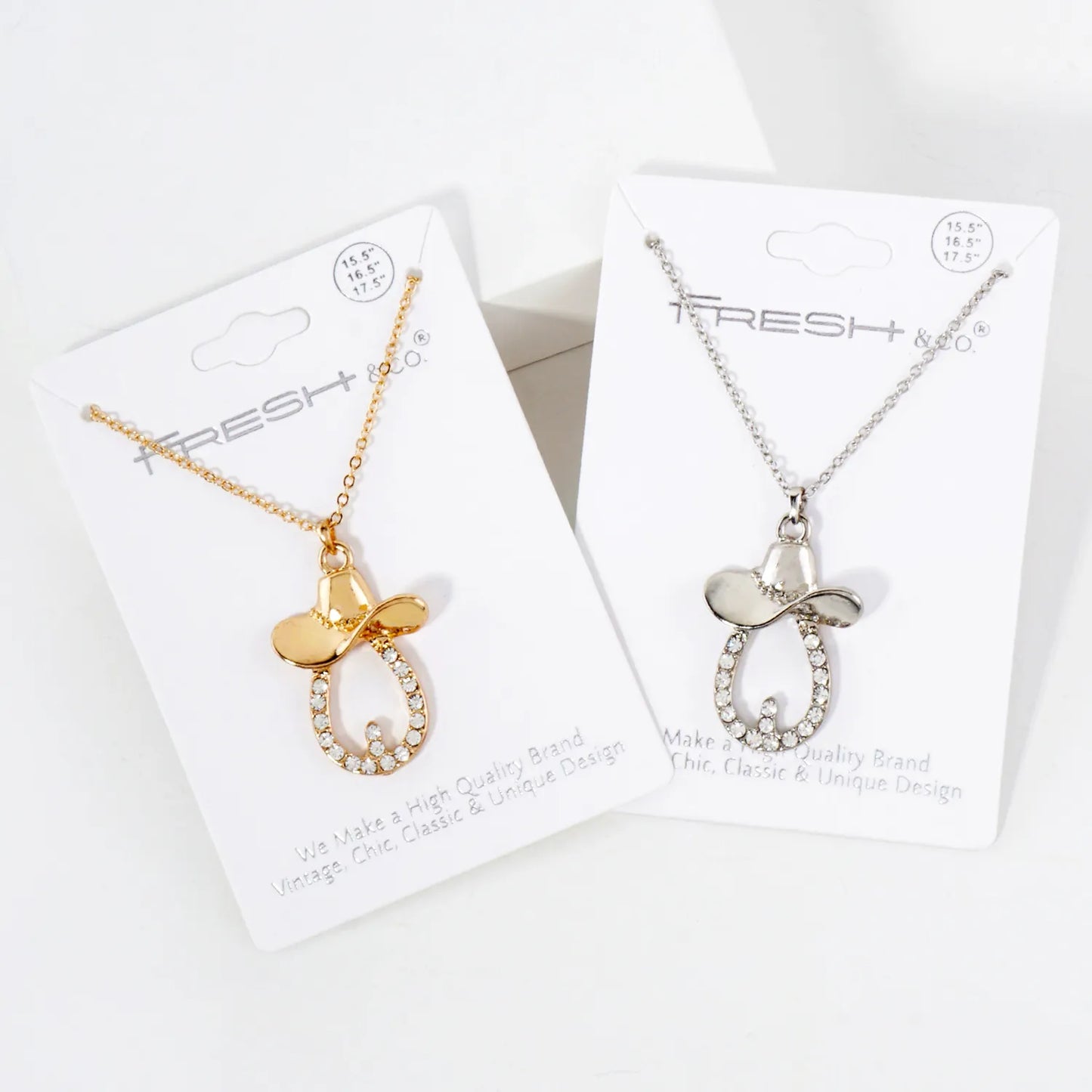 Crystal-Pave Cowgirl Hat Pendant Necklace