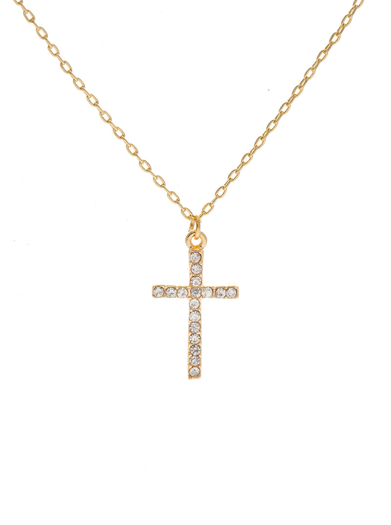 Crystal Pave Cross Pendant Necklace