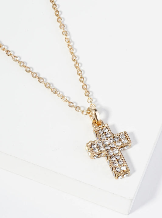 Crystal Pave Cross Pendant Necklace