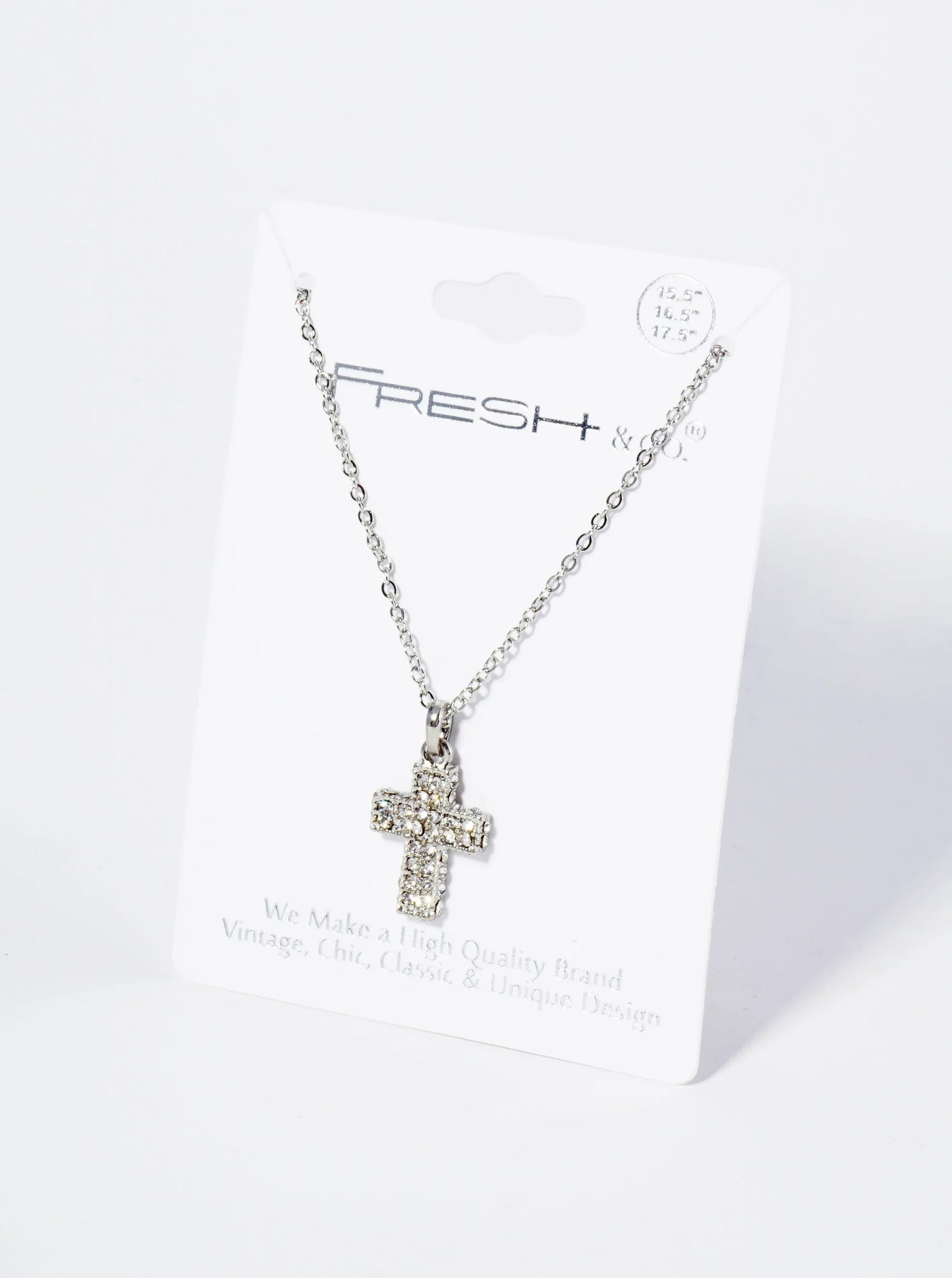 Crystal Pave Cross Pendant Necklace