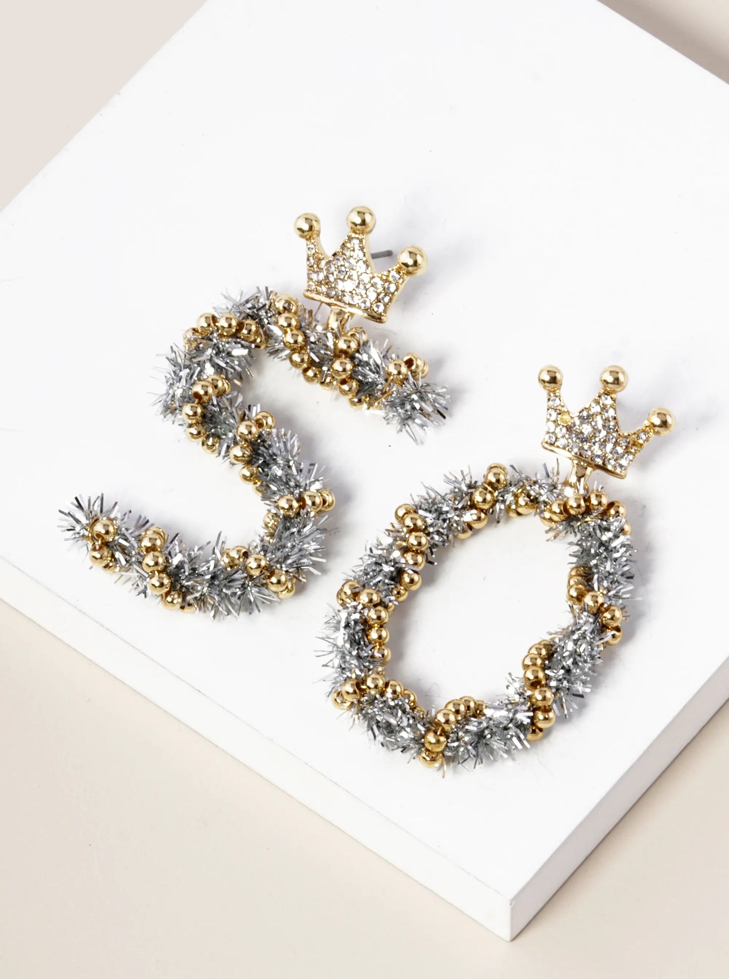 Crystal Pave Crown 60th Birthday Celebration Earrings