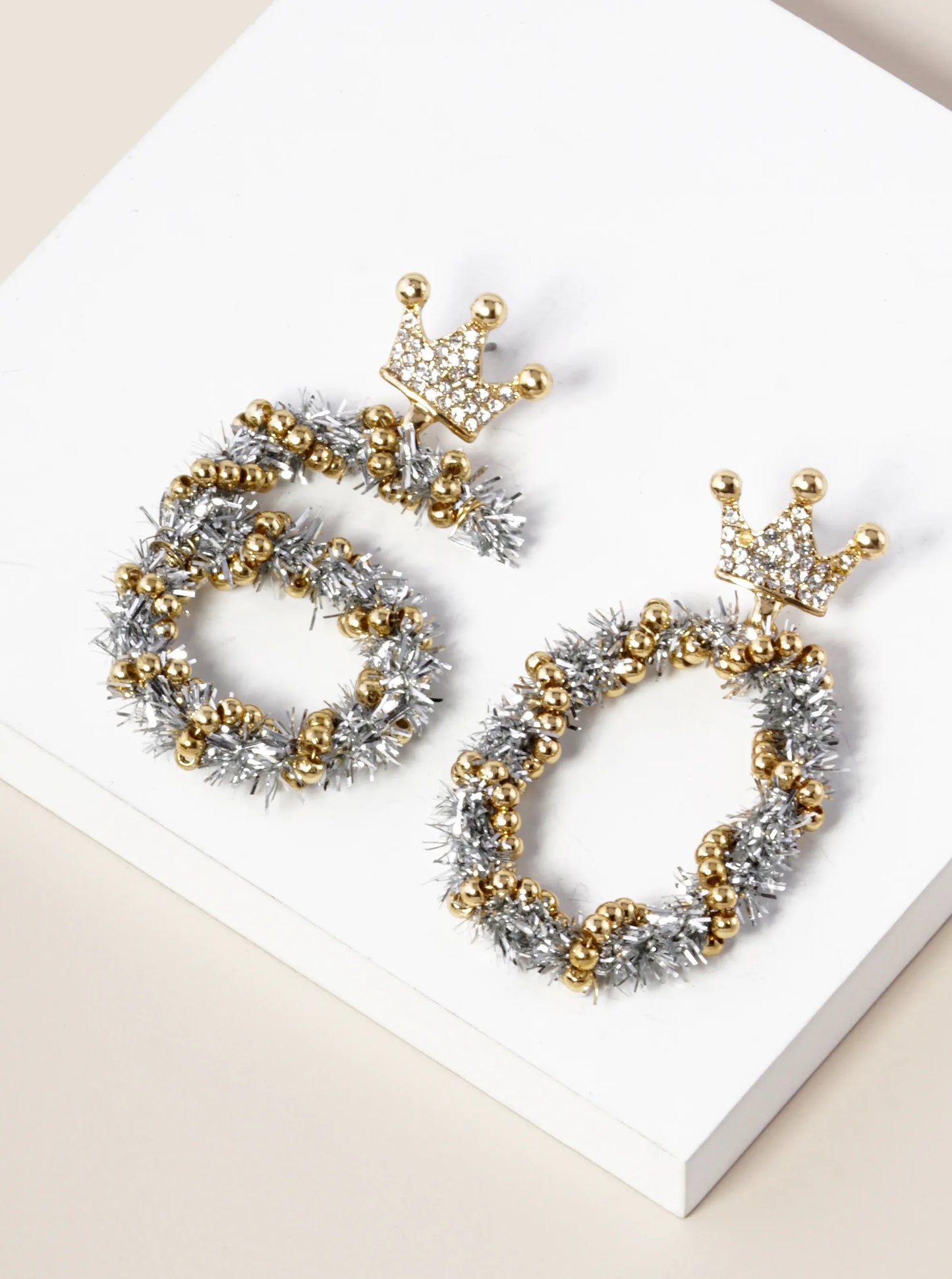 Crystal Pave Crown 60th Birthday Celebration Earrings