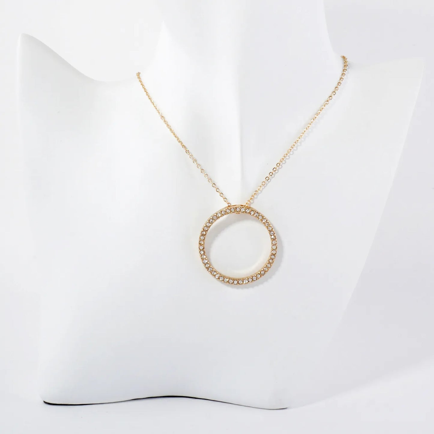 Crystal-Pave Cutout Circle Pendant Necklace