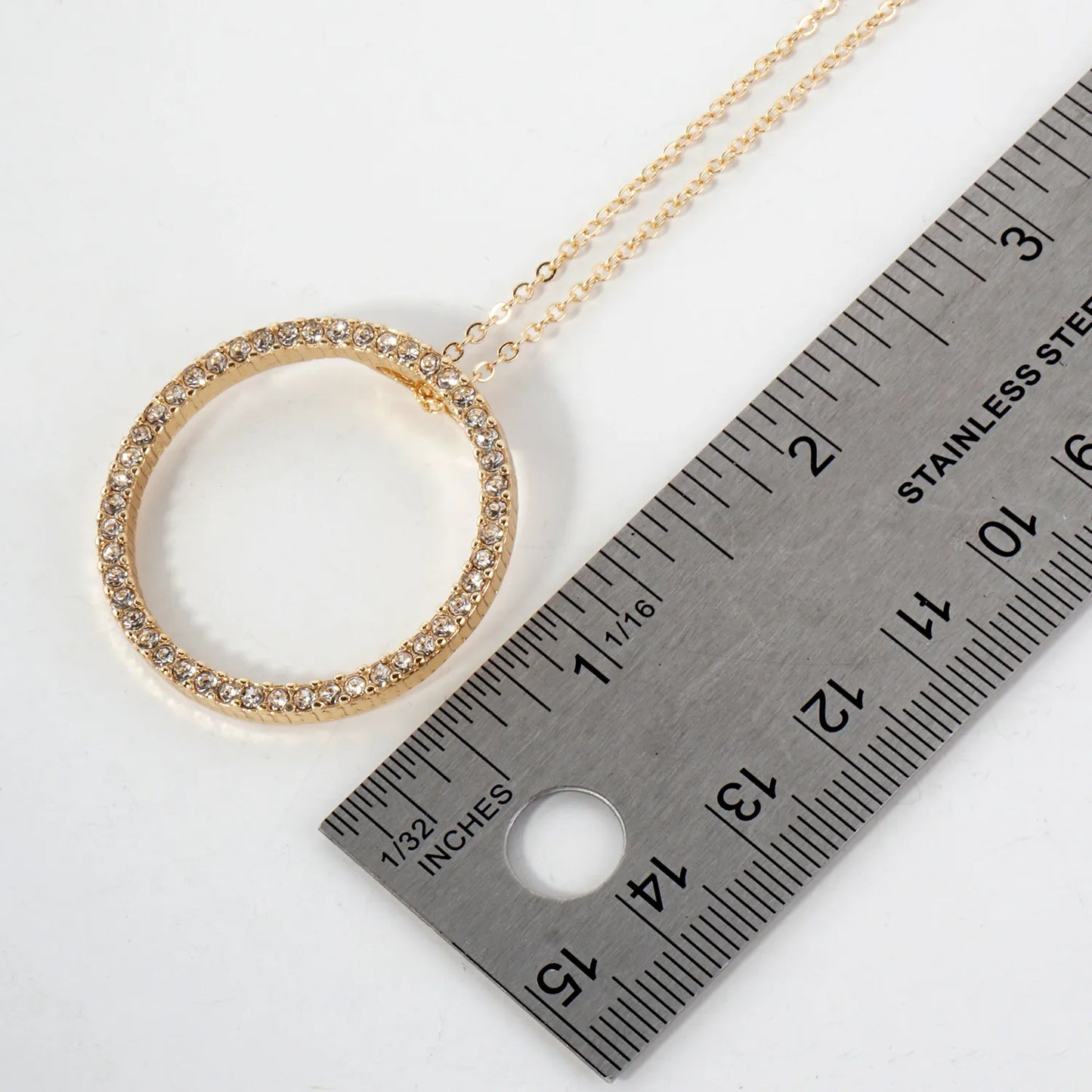 Crystal-Pave Cutout Circle Pendant Necklace