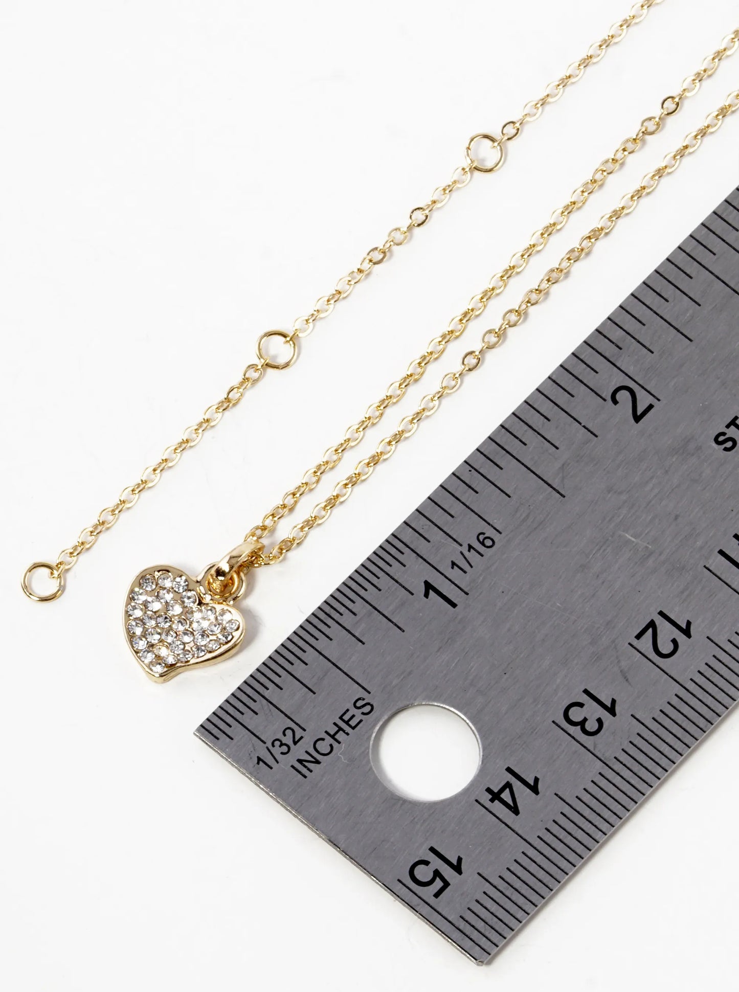 Crystal Pave Dainty Heart Pendant Necklace