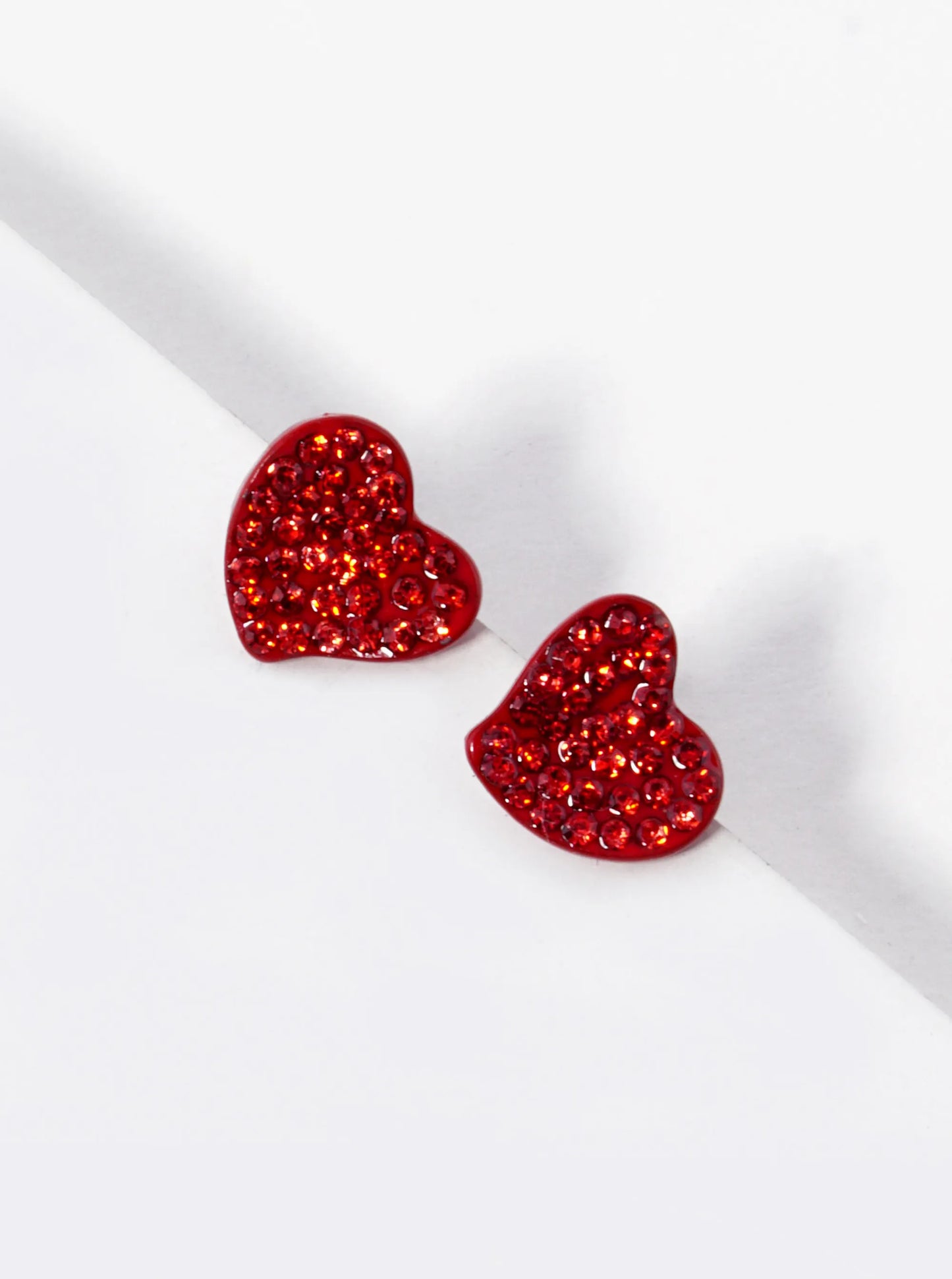 Crystal Pave Dainty Heart Stud Earrings